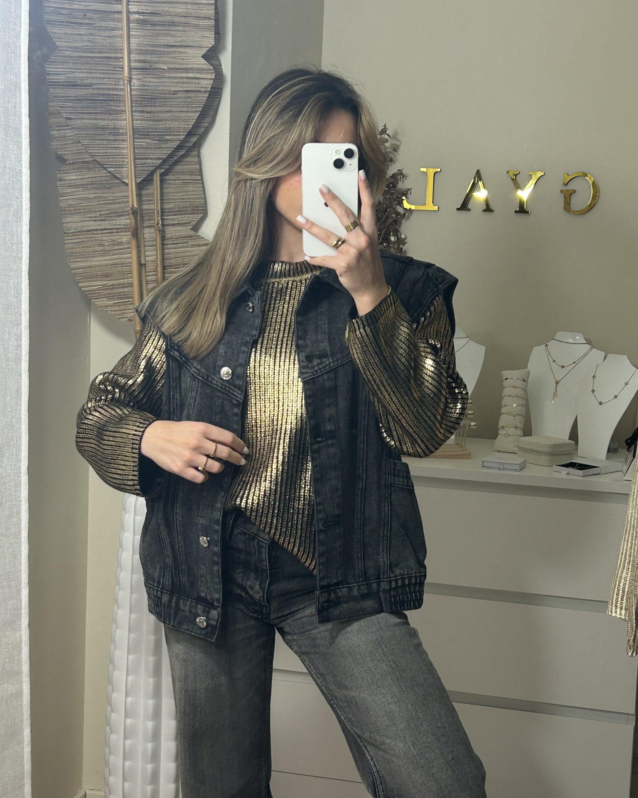 veste en jean pour femme noire