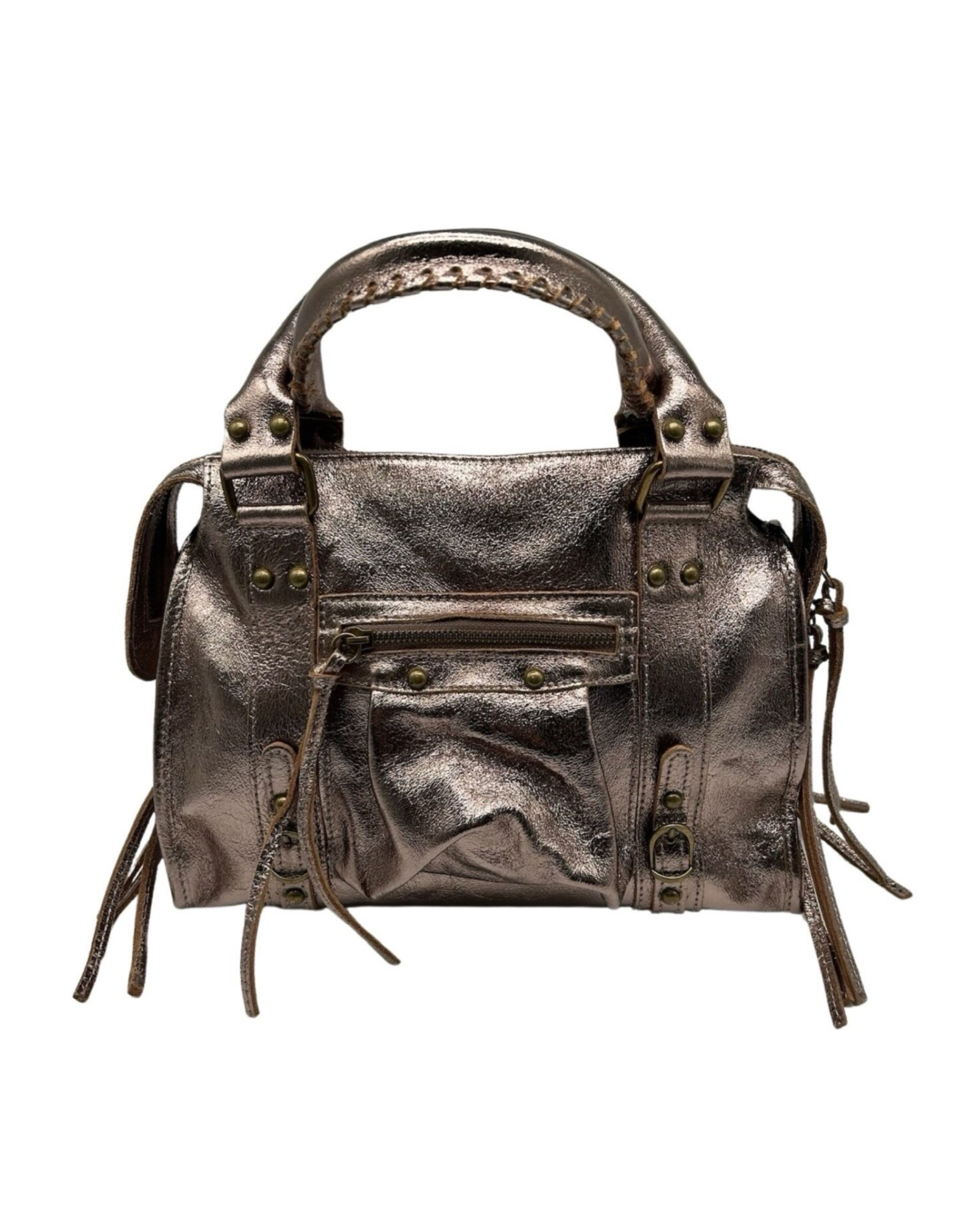 Sac à main mini bronze en cuir femme