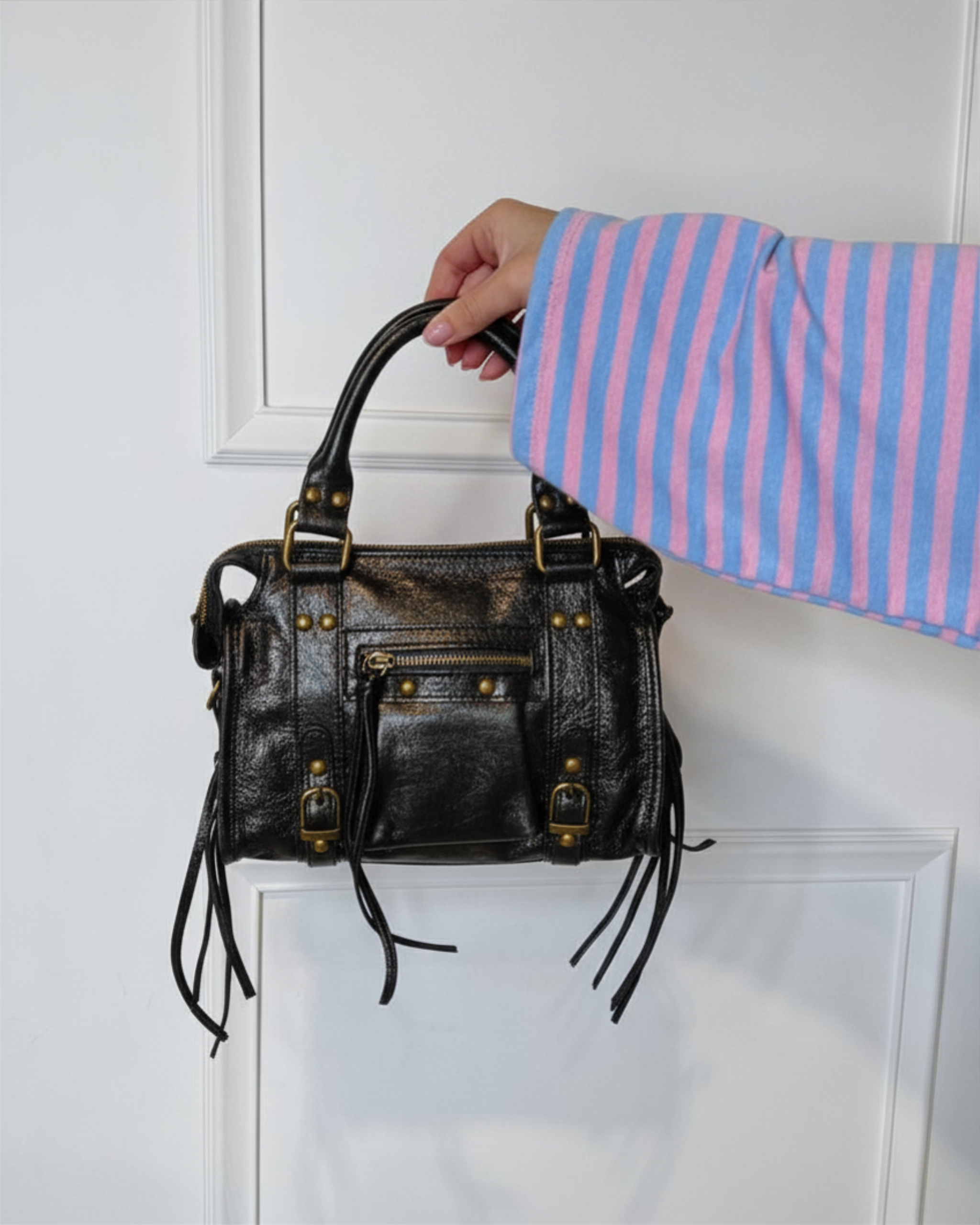 Sac à main cuir mini noir femme
