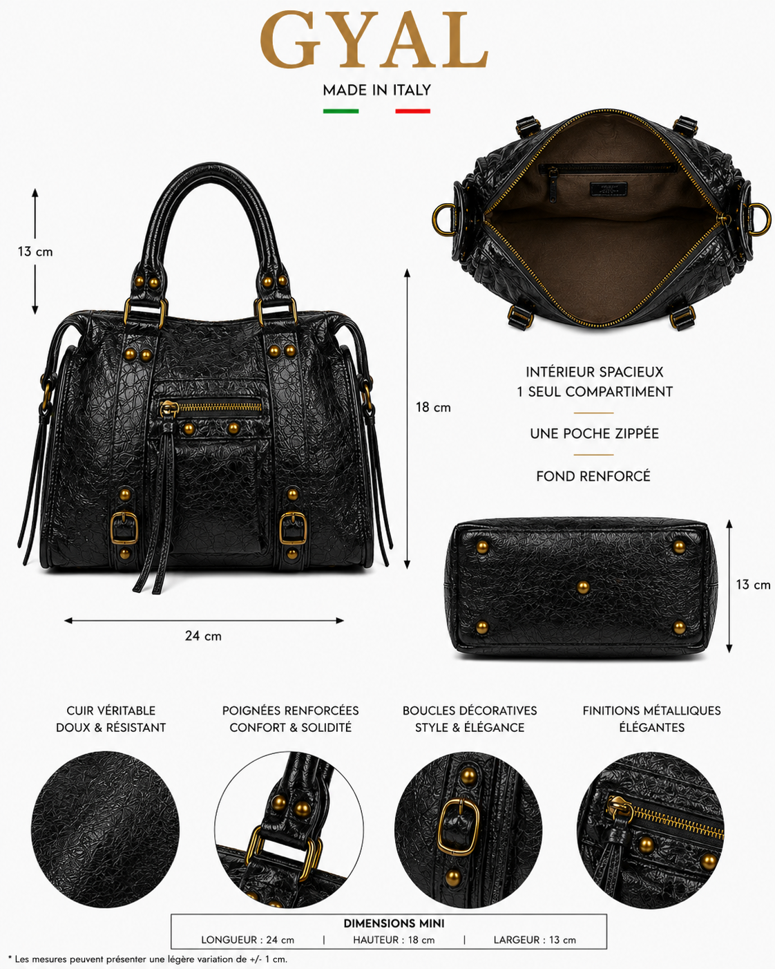 dimensions mini sac noir