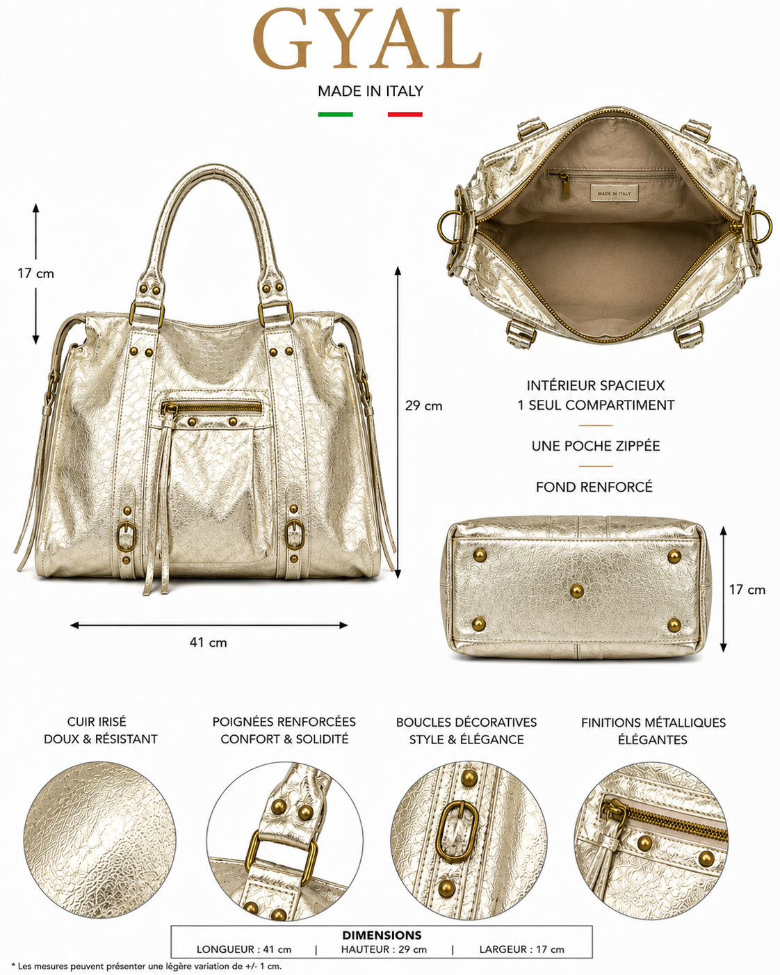sac en cuir doré