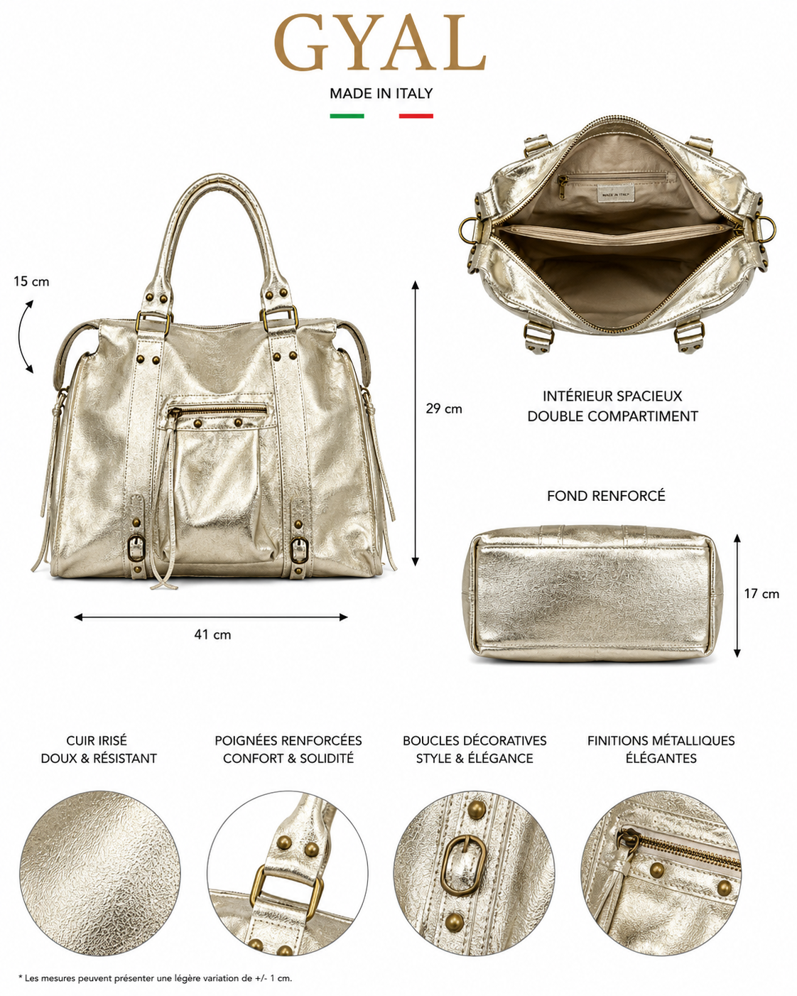 sac en cuir doré