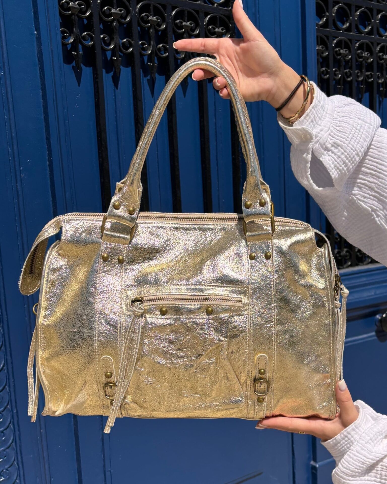 sac en cuir doré