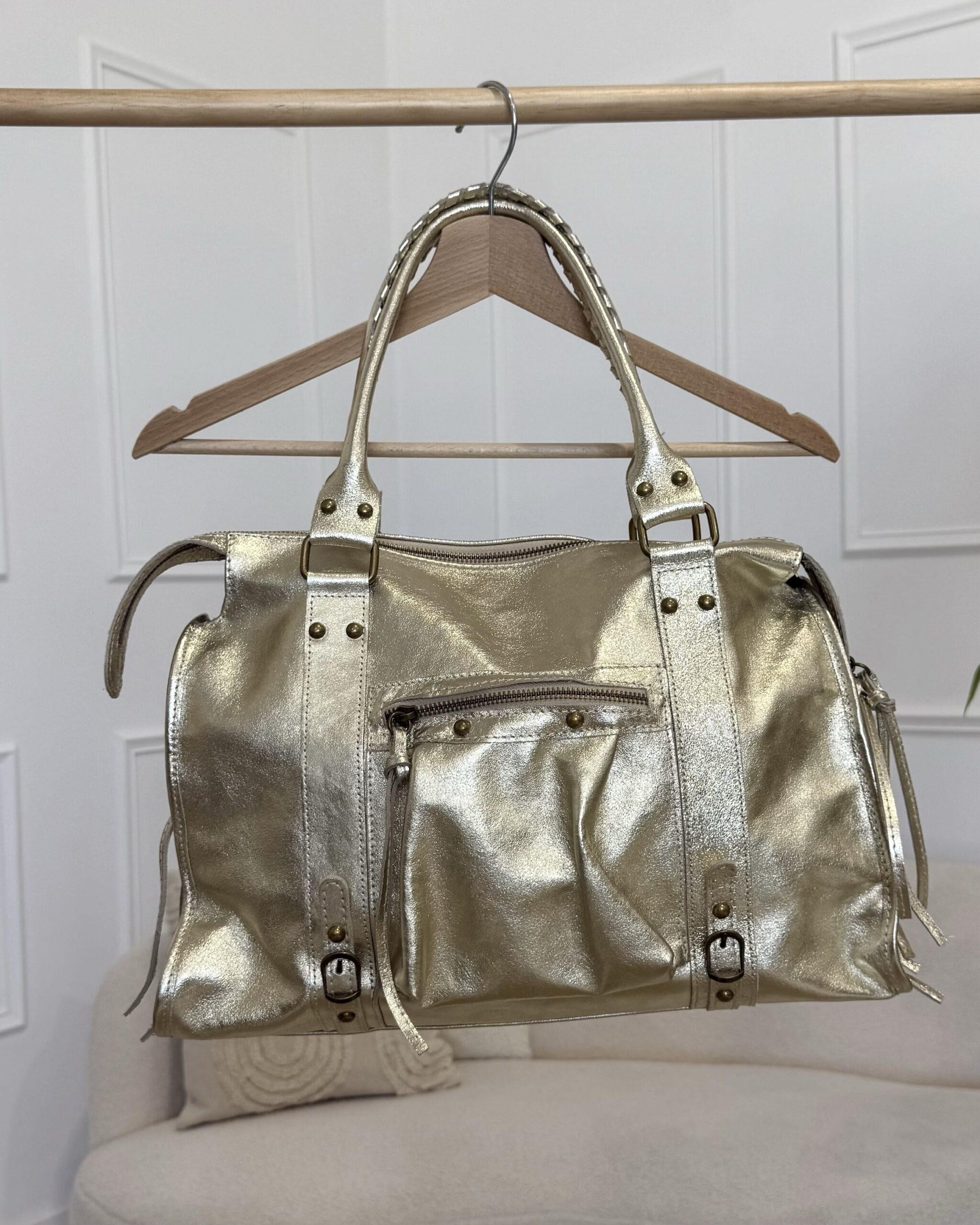 sac en cuir doré tendance