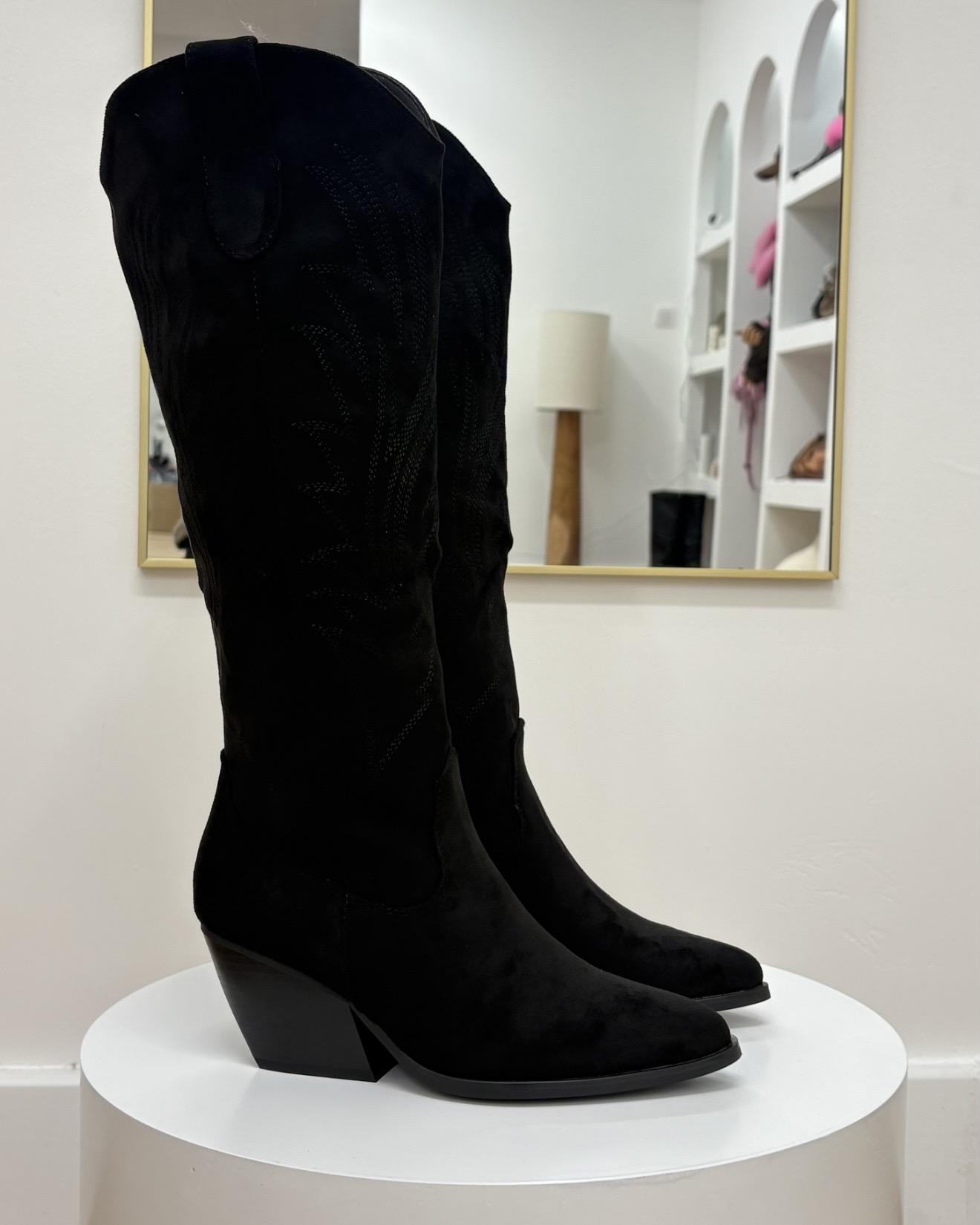 Santiag suédine noire