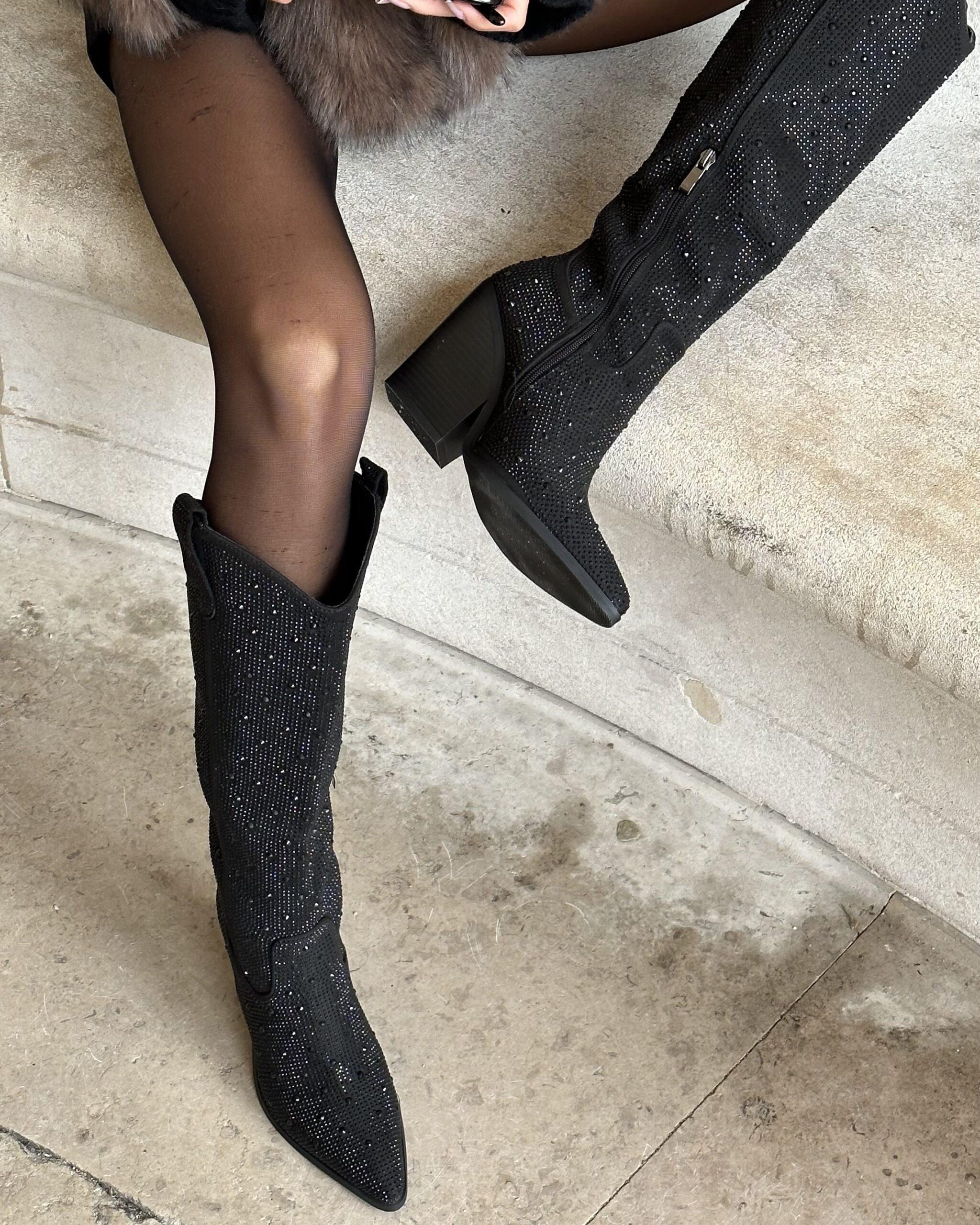 santiag paillettes noires