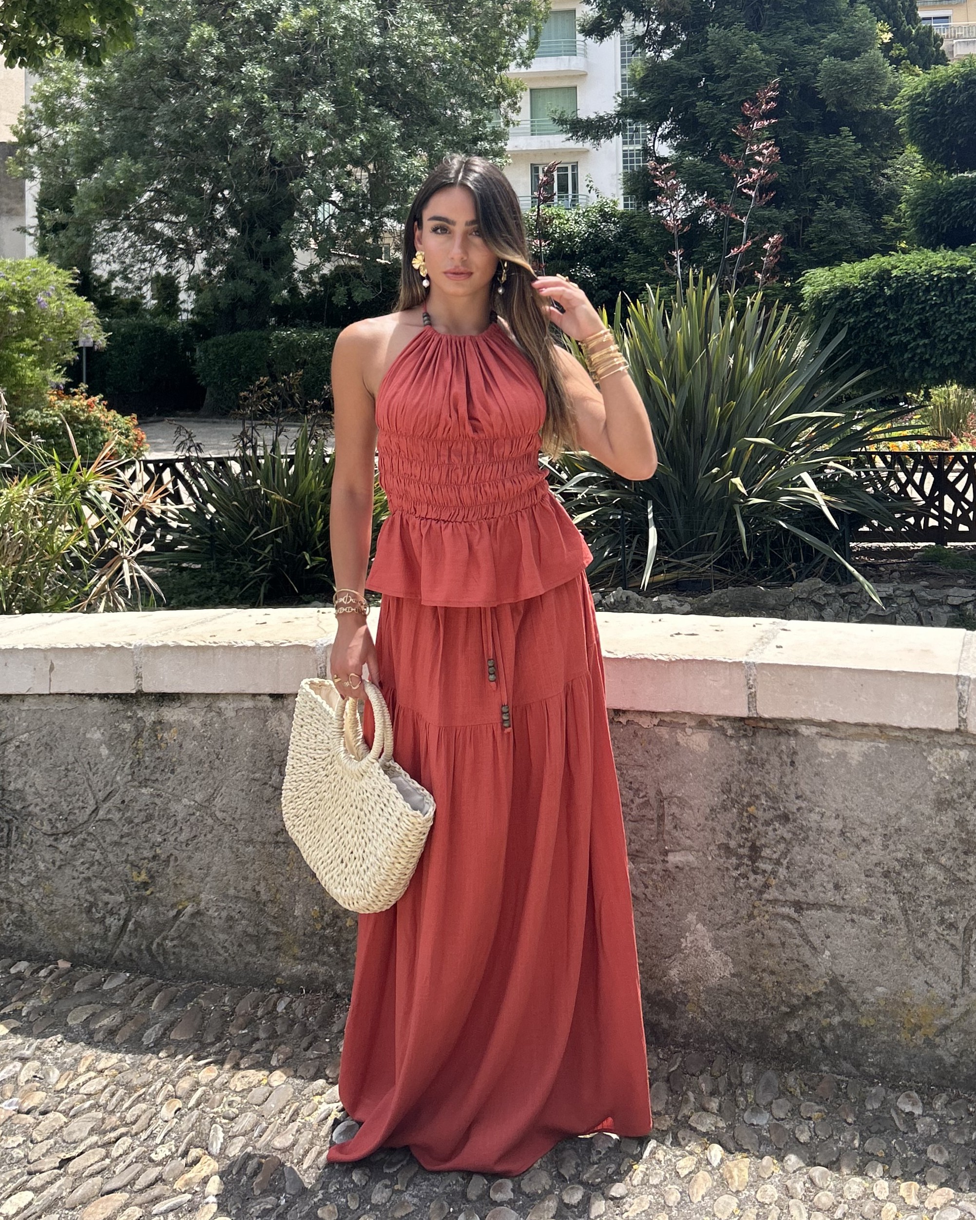 Ensemble terracota en lin