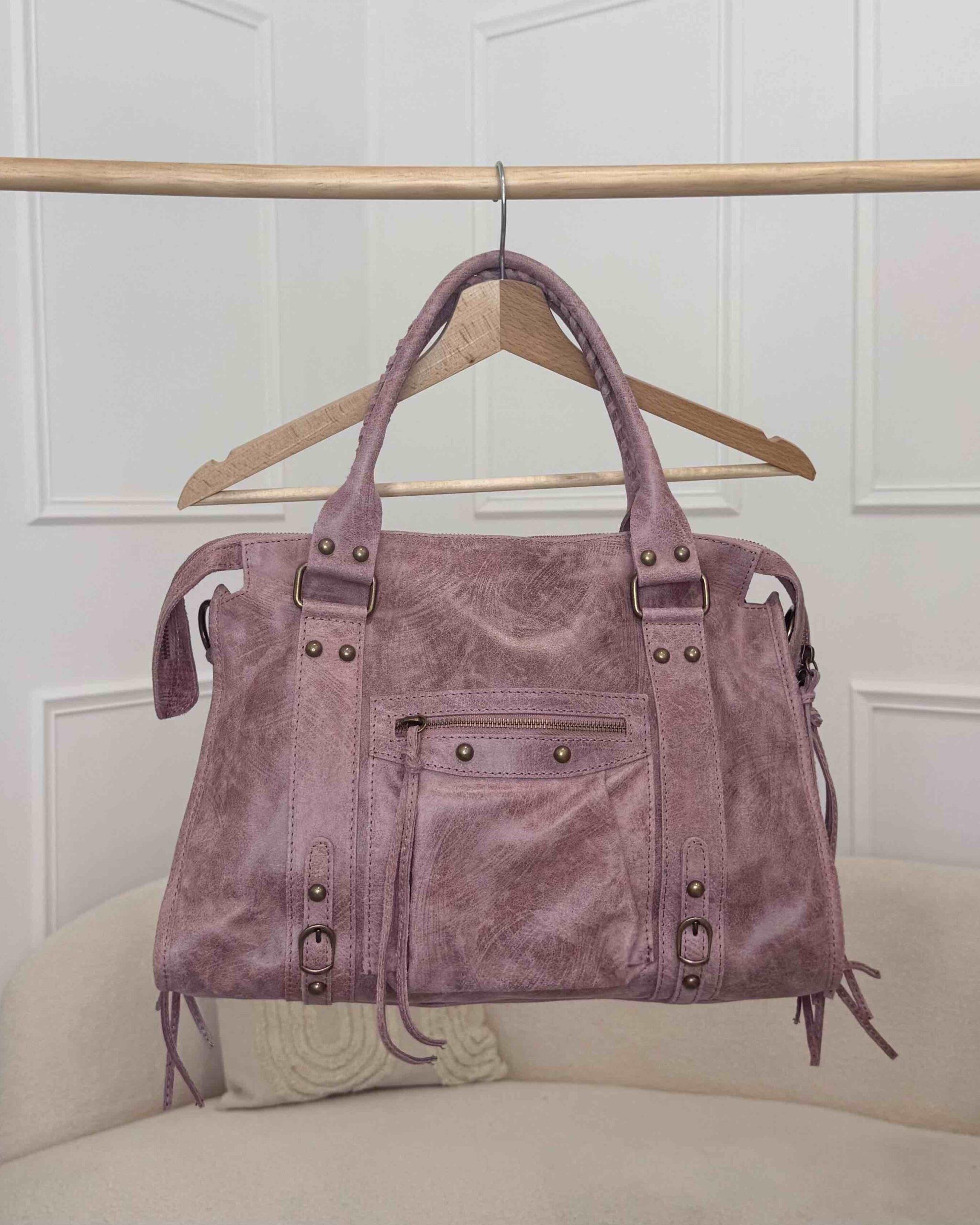 sac en cuir femme rose