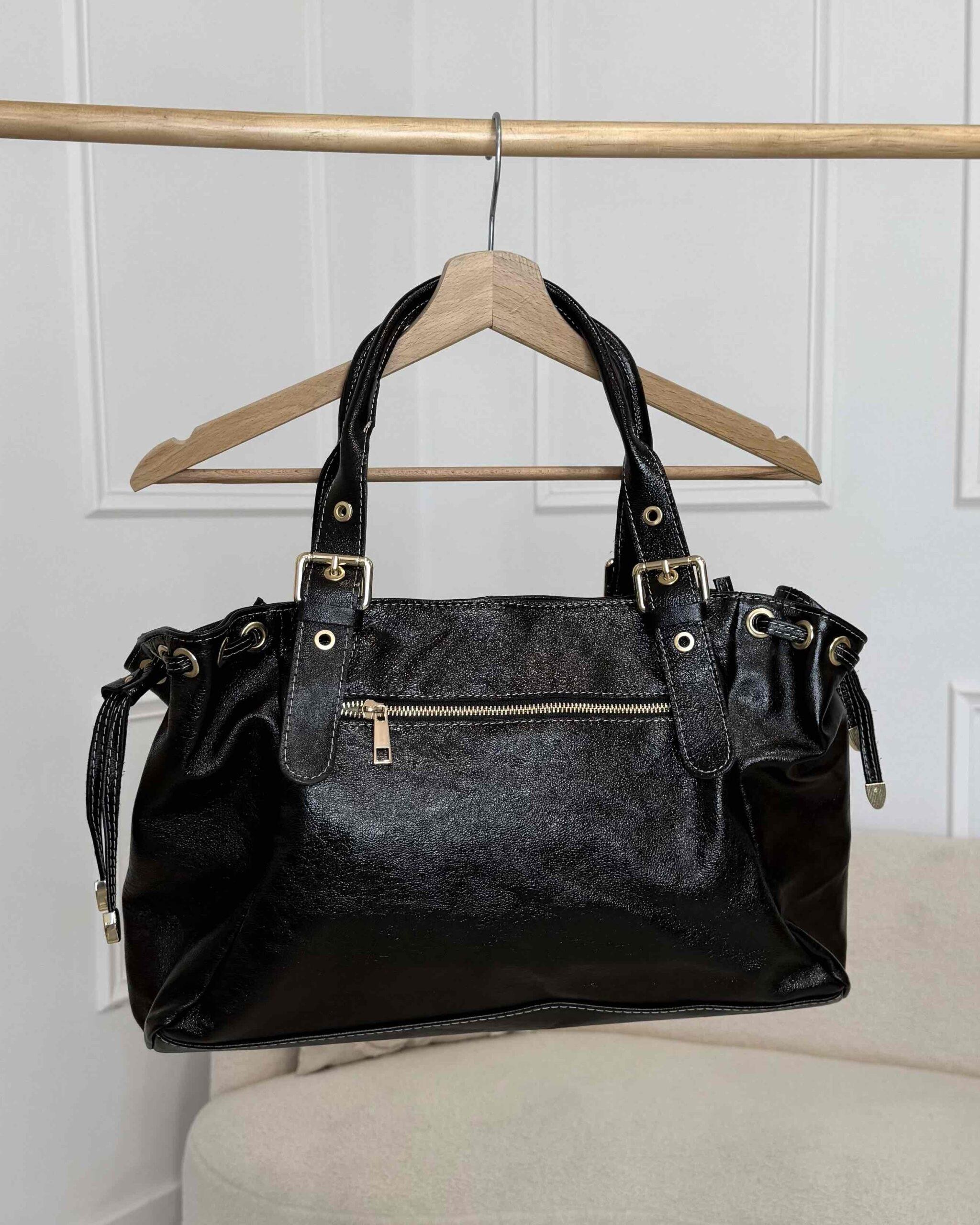 sac en cuir noir irisé