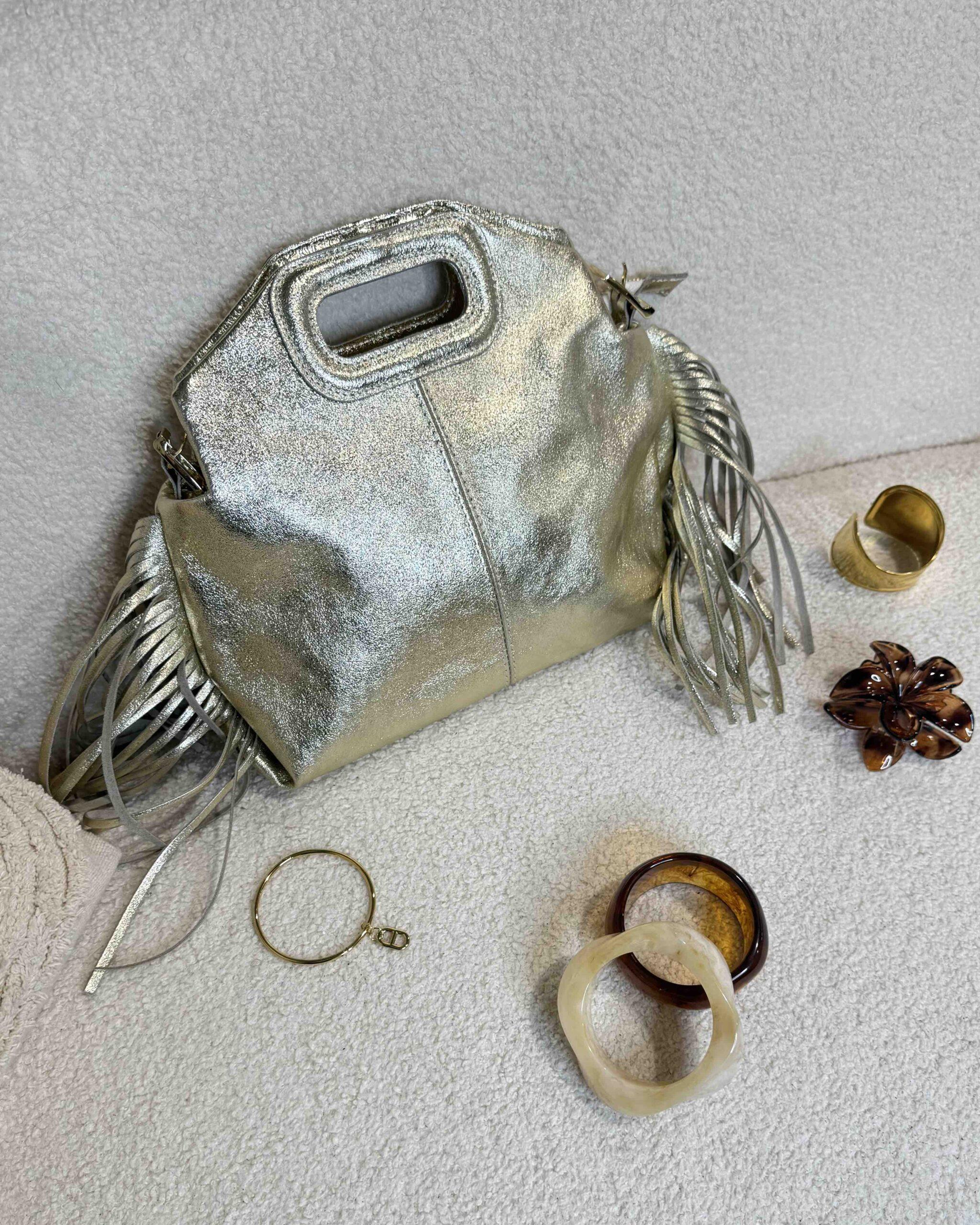 Sac à franges INDILA taille L - Doré