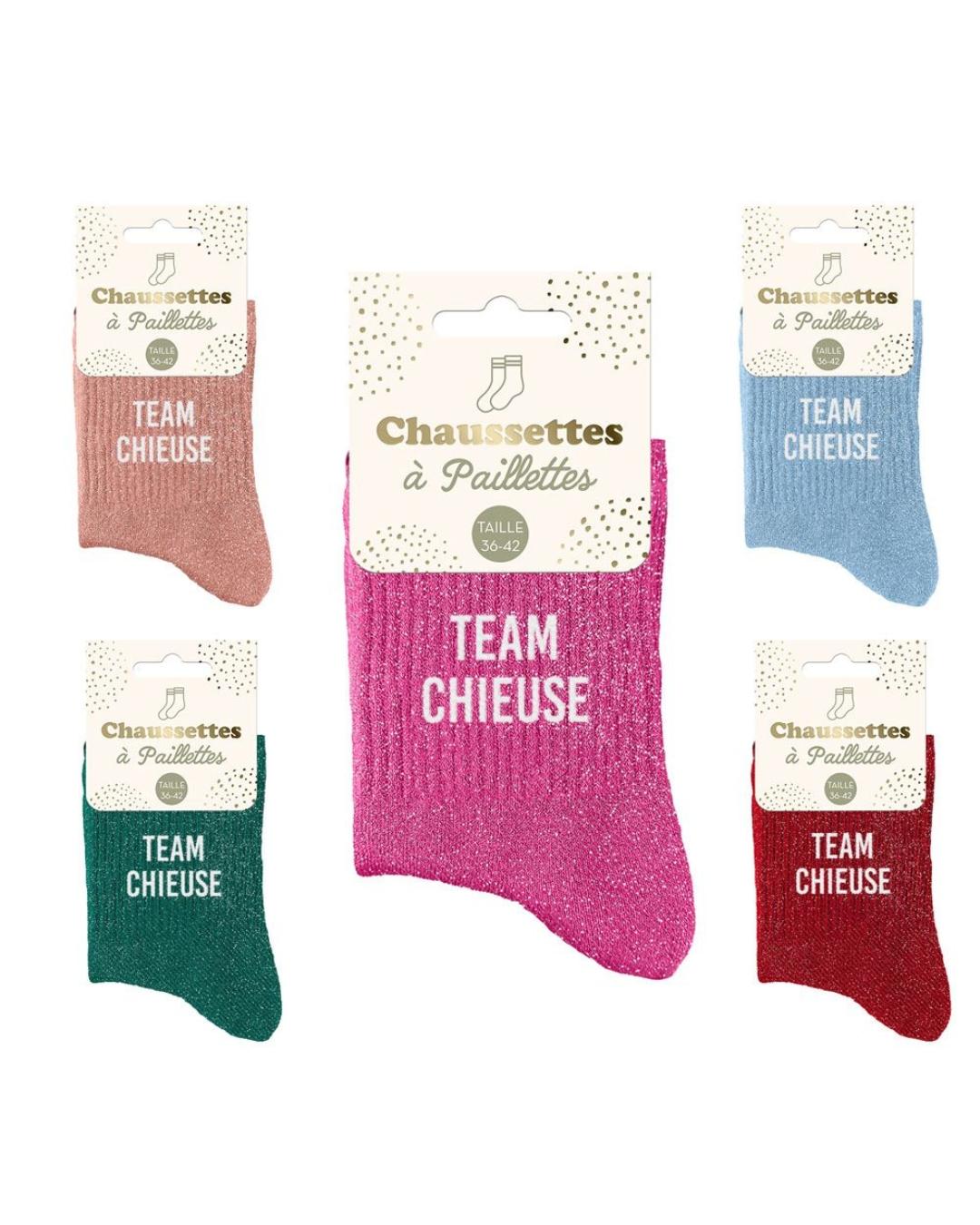 Chaussettes à paillettes colorés tendances avec message