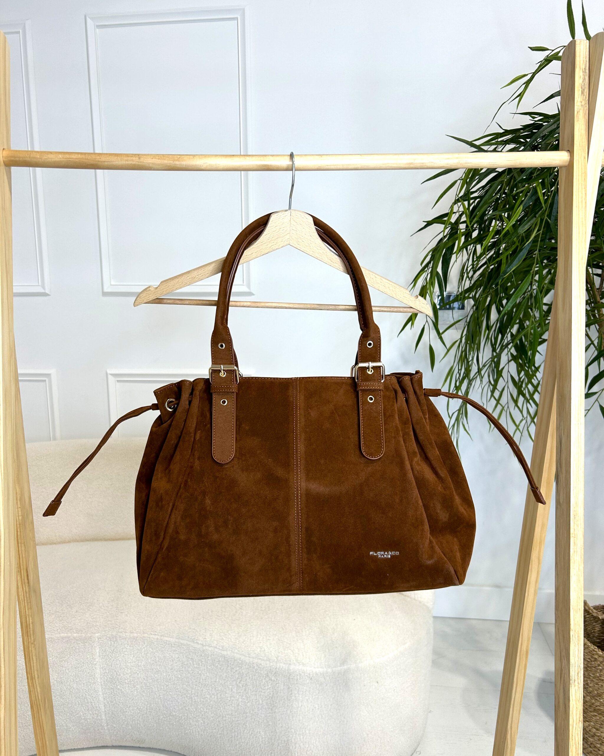 Sac à main tendance daim camel femme