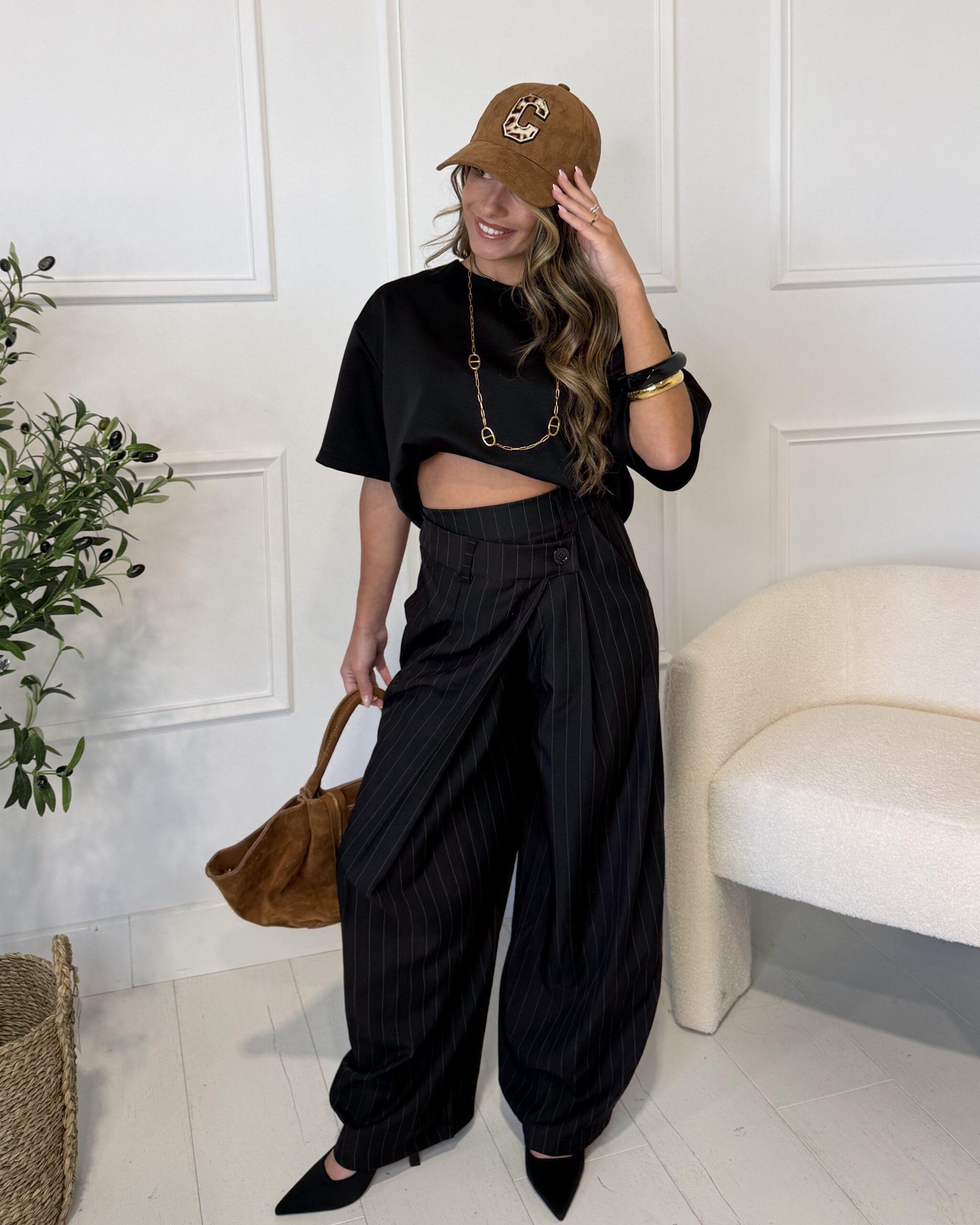 Pantalon à rayures tendance