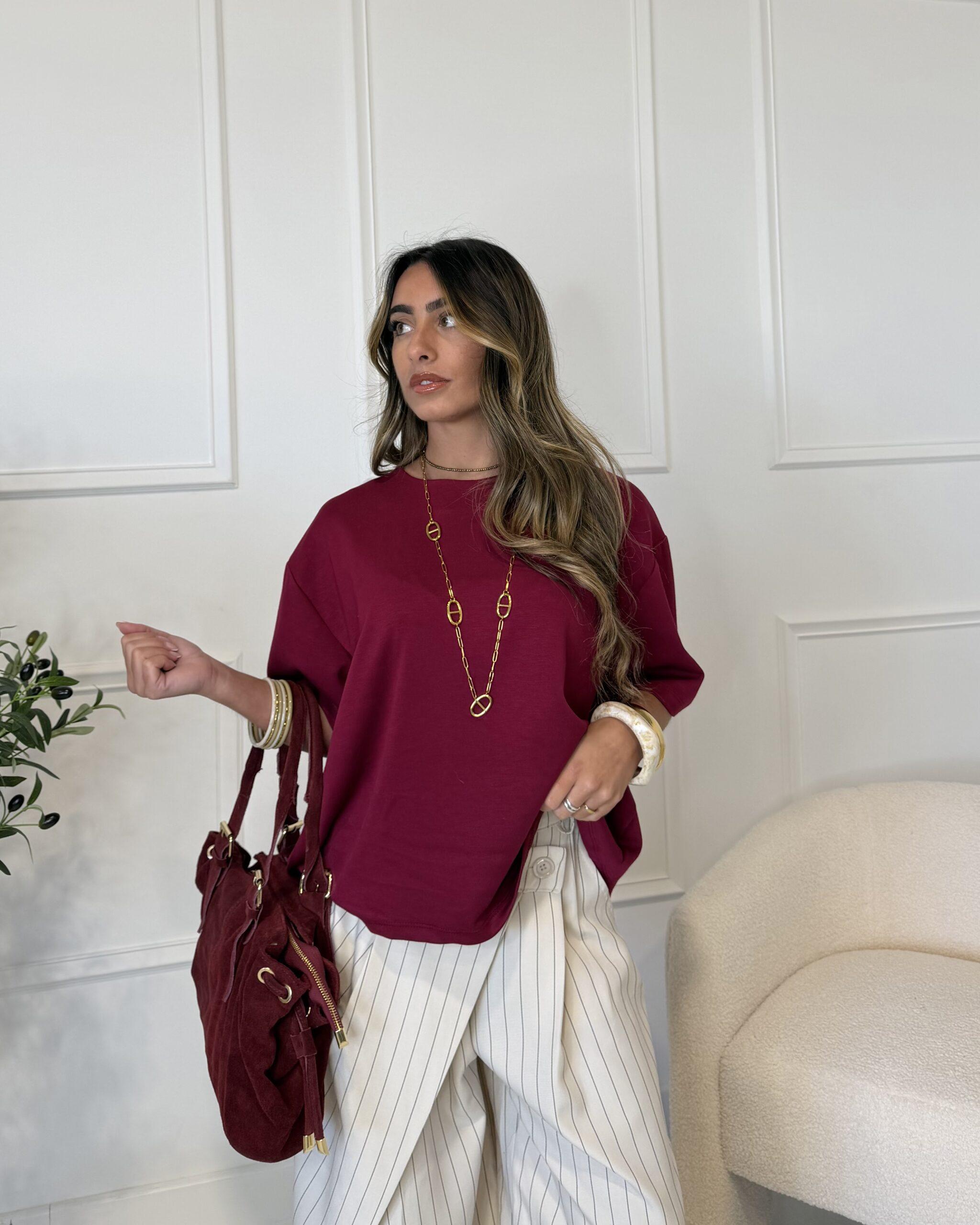 T-shirt bordeaux femme