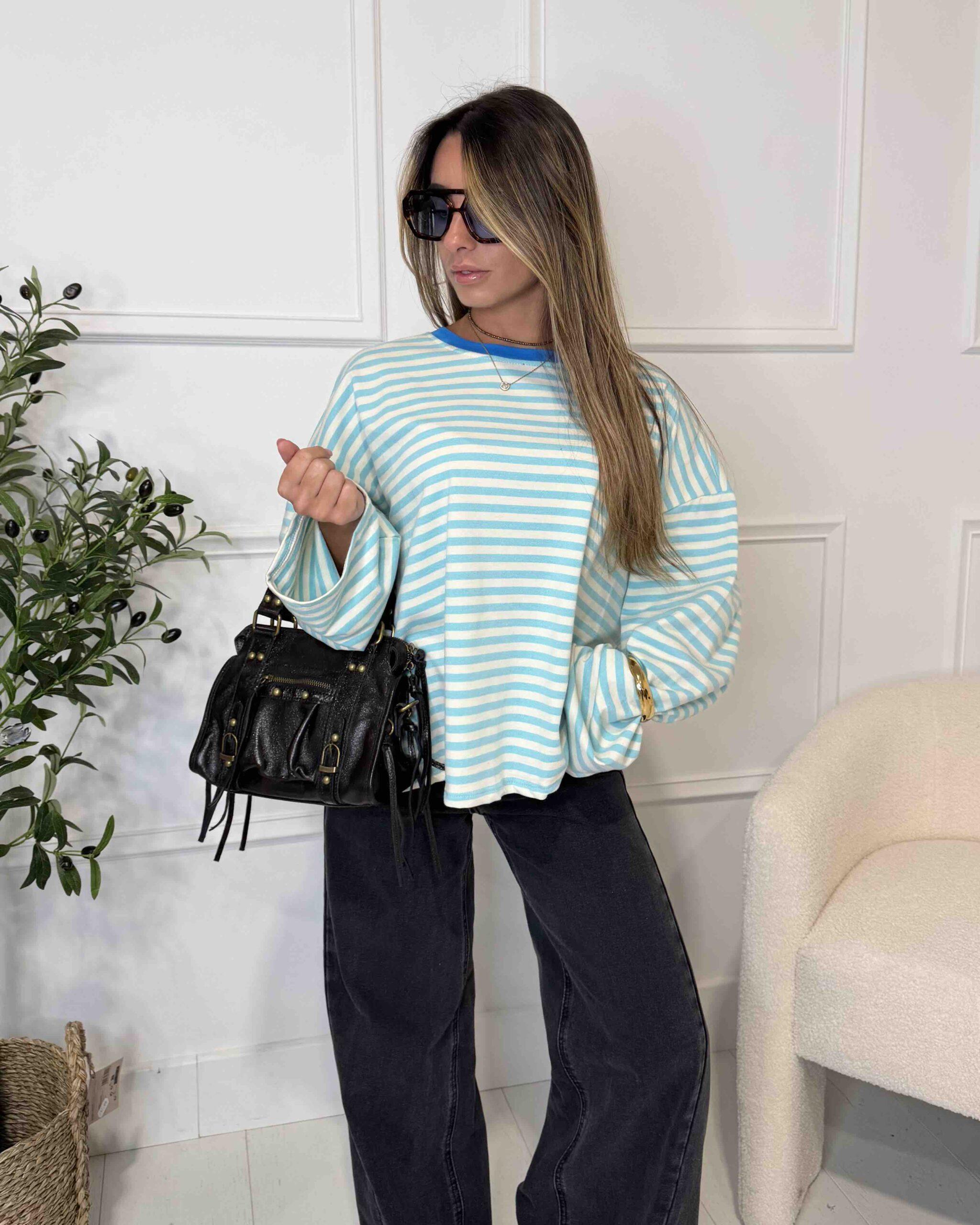 T-shirt à manches longues avec rayures tendance femme