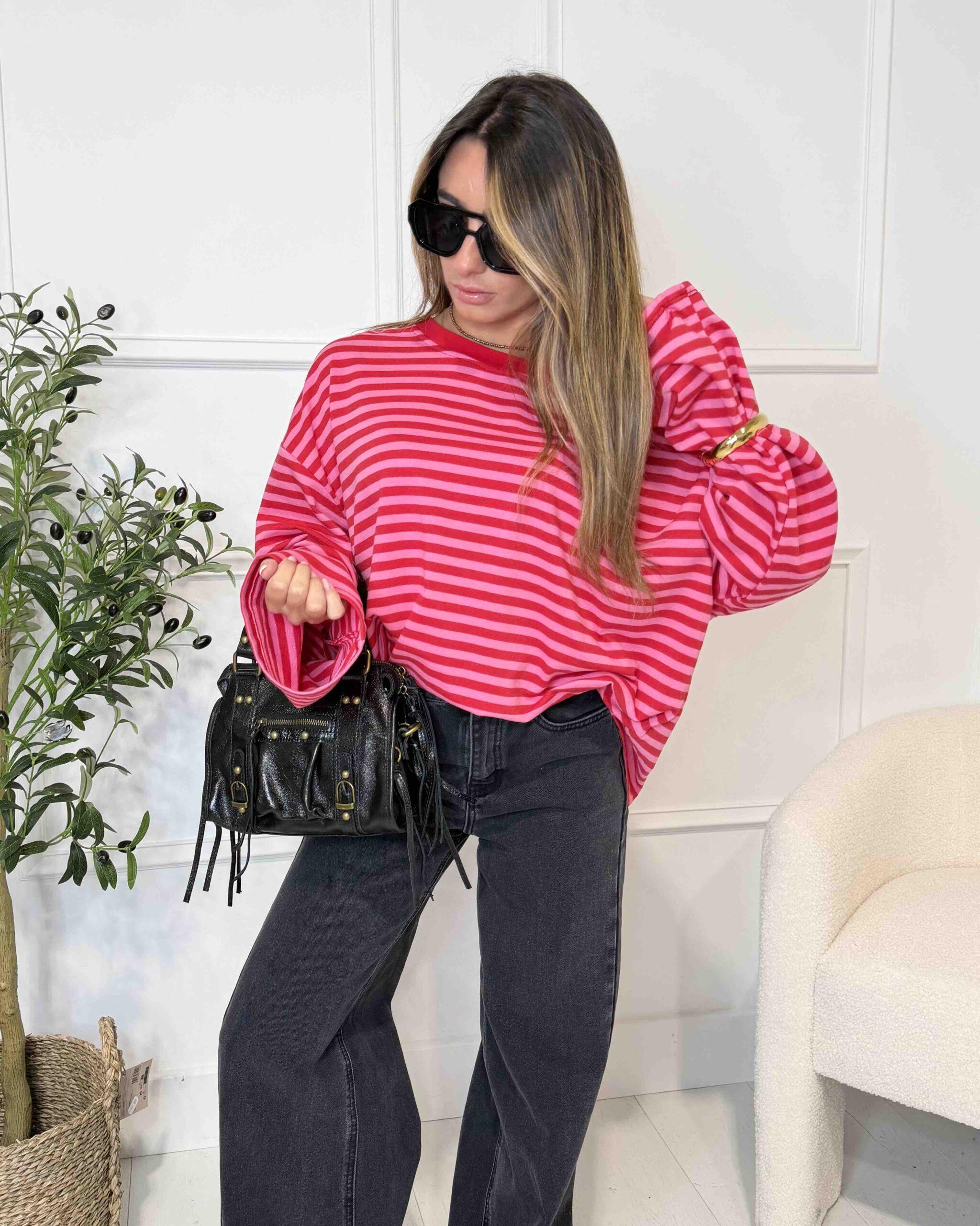 T-shirt à manches longues rayures tendance femme