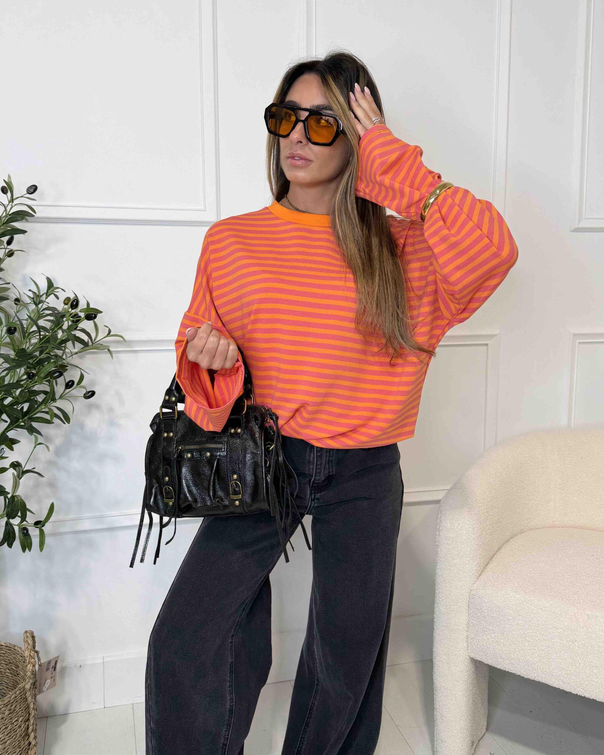 T-shirt à manches longues rayures tendance femme