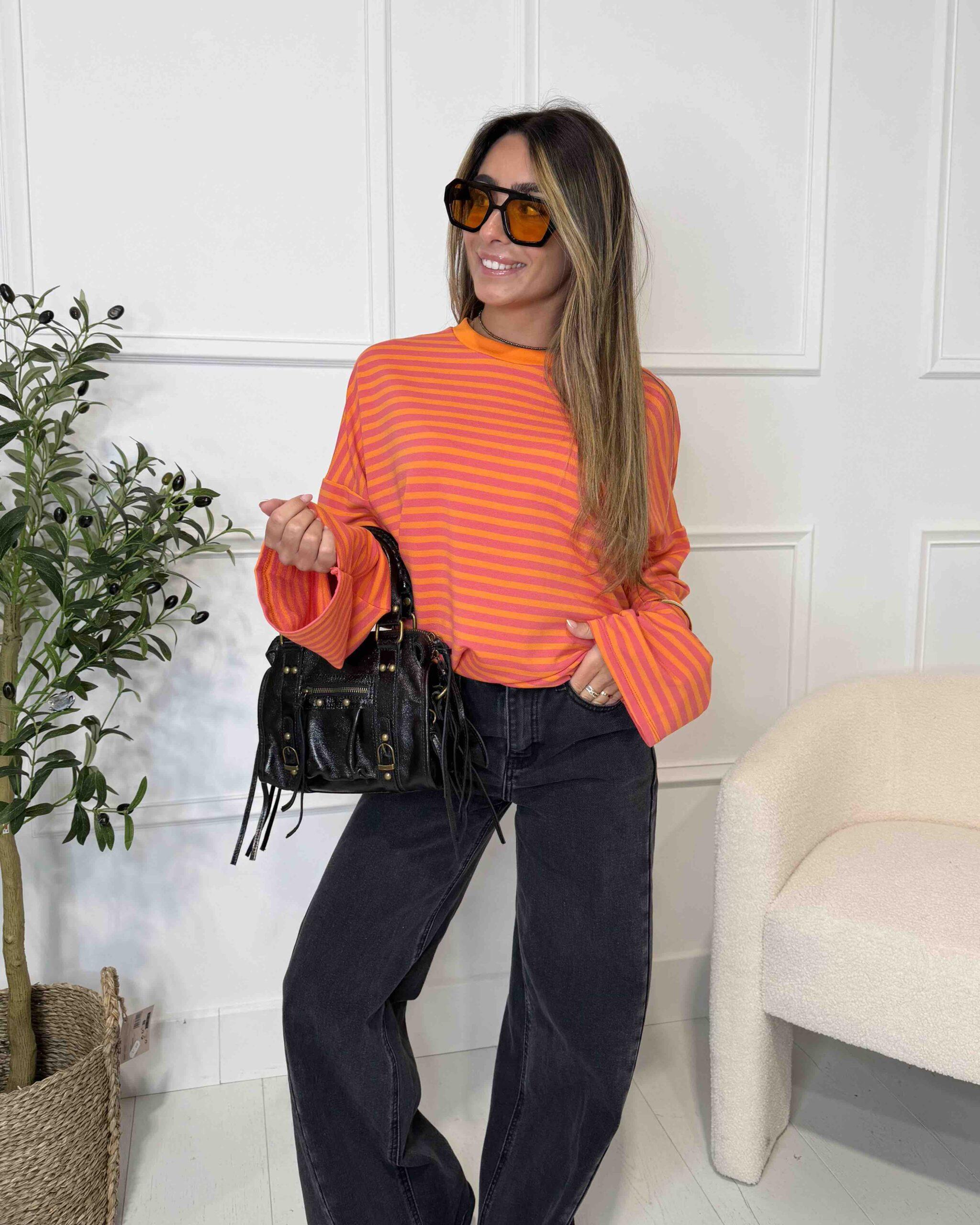 T-shirt à manches longues rayures tendance femme