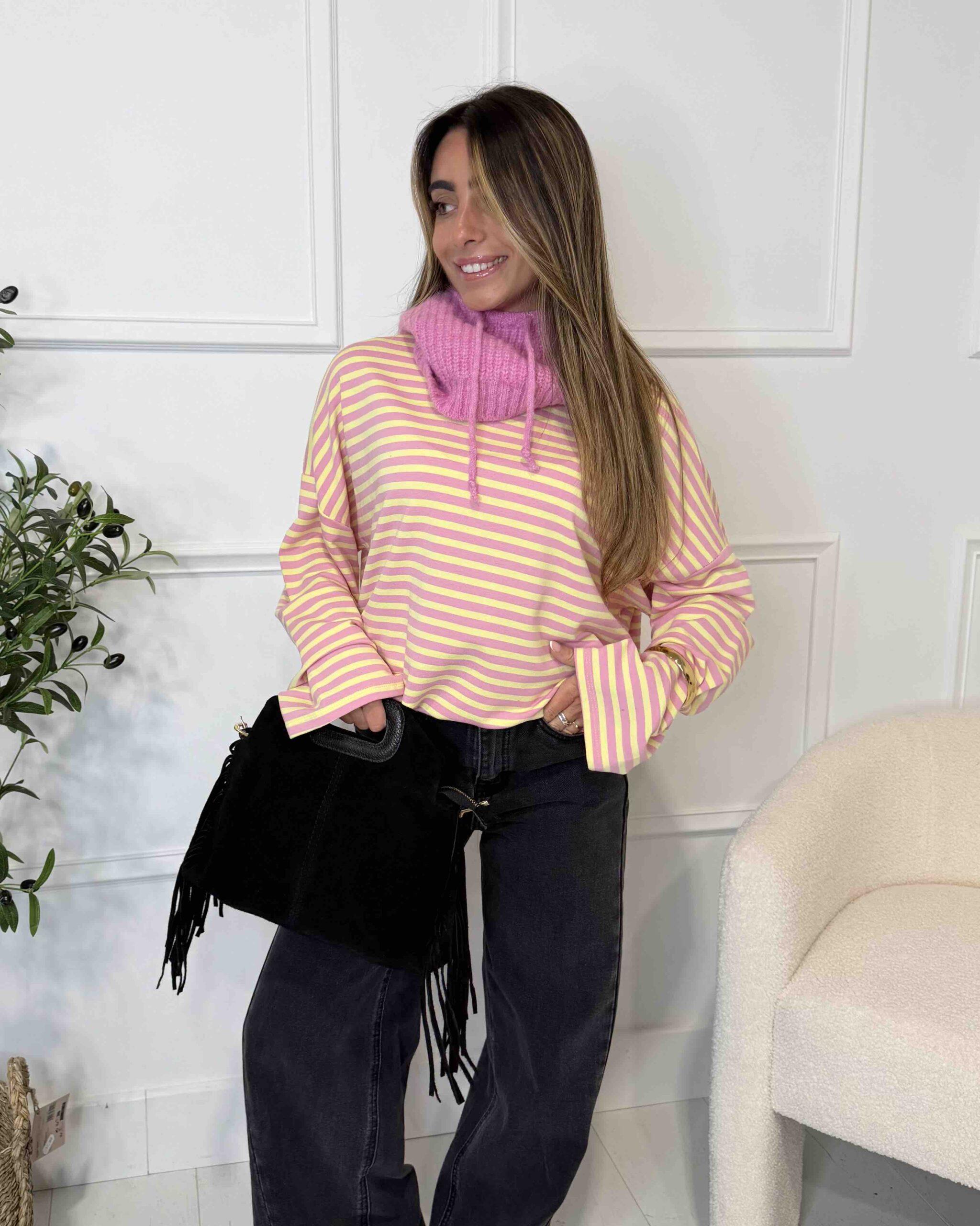 T-shirt à manches longues rayures tendance femme