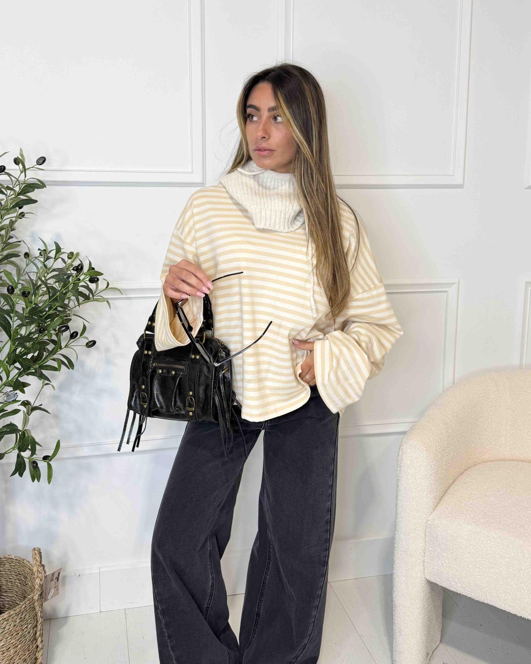 T-shirt à manches longues ELOISE beige/crème