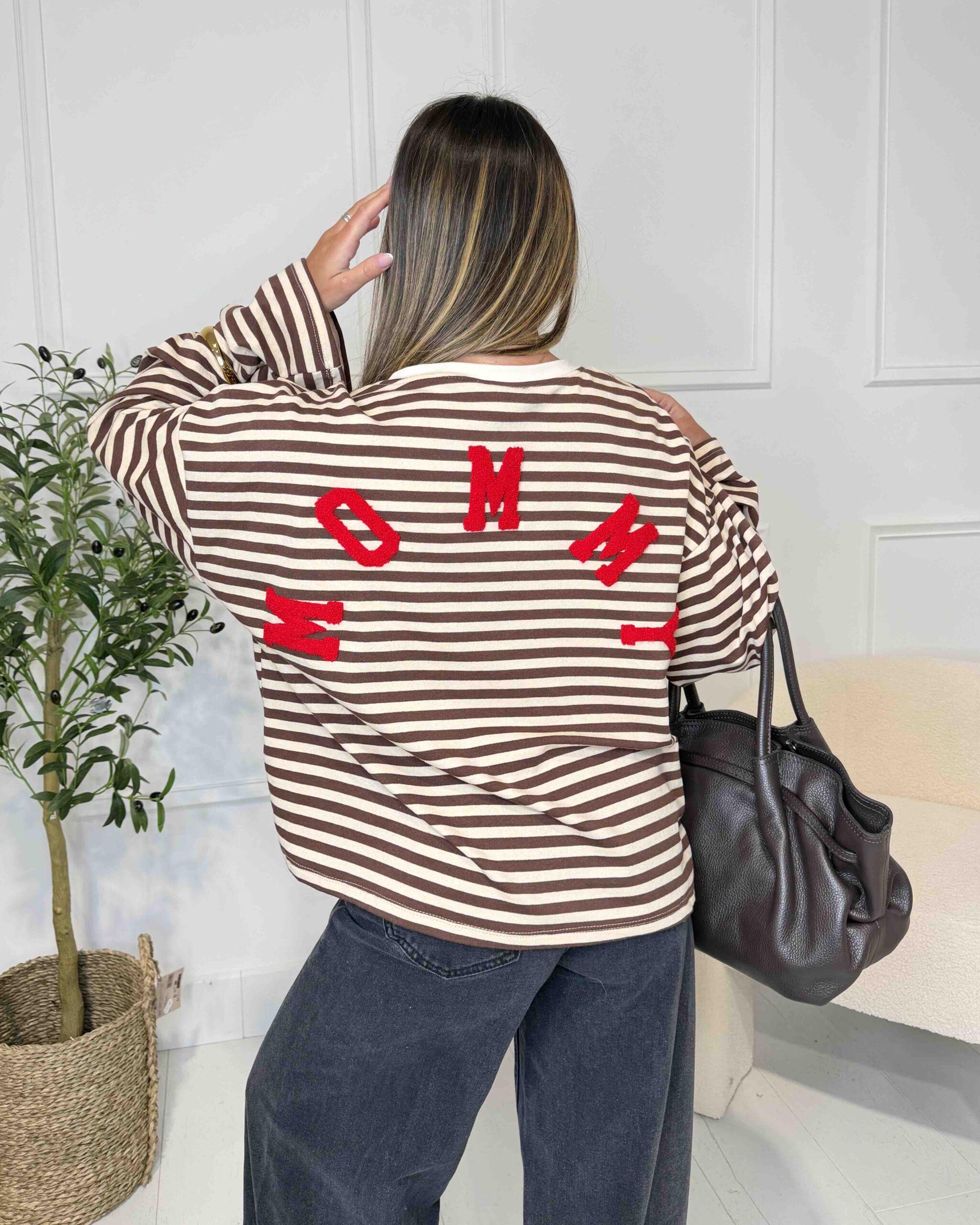 T-shirt à manches longues MOMMY beige/chocolat