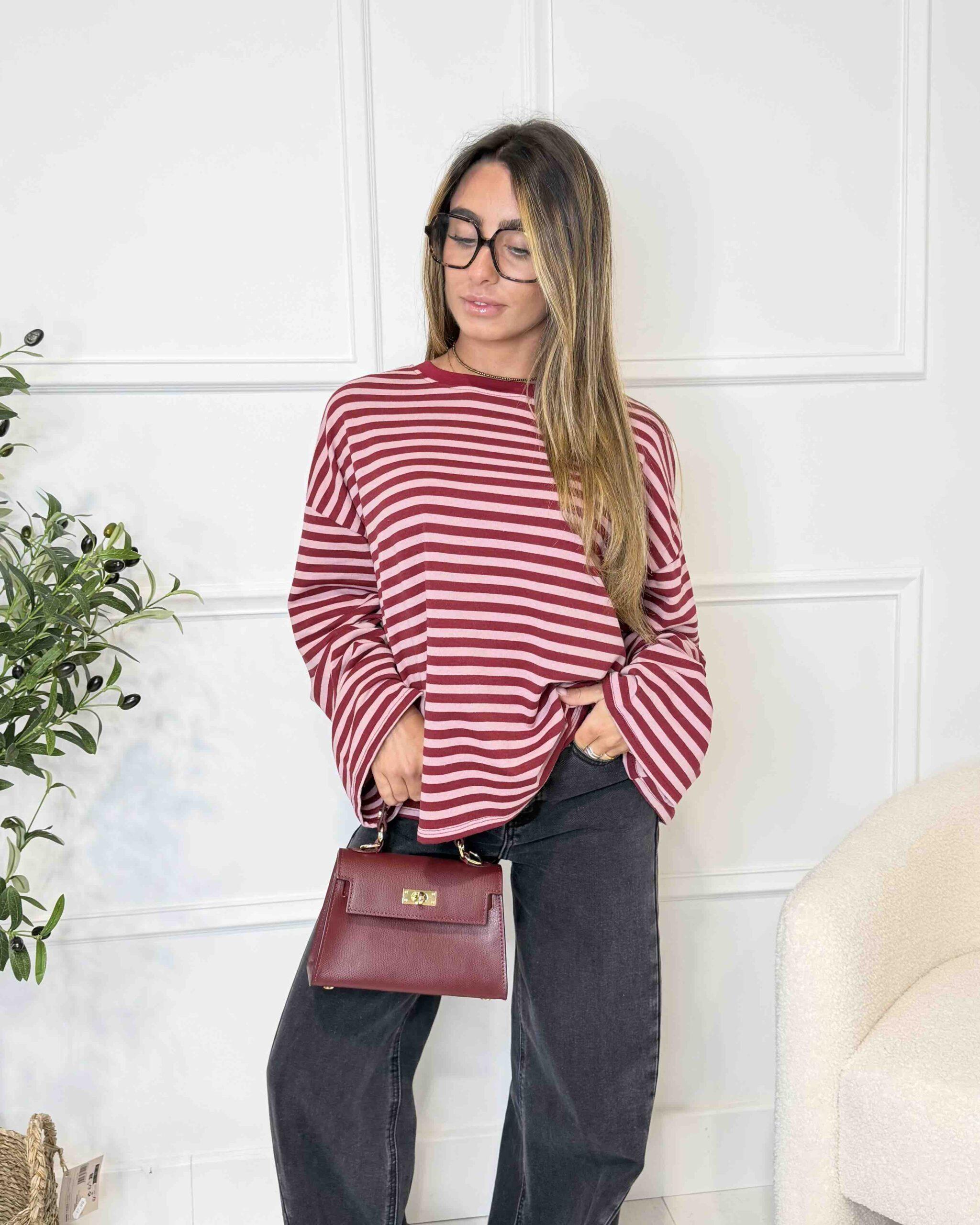 T-shirt rouge à rayures femme