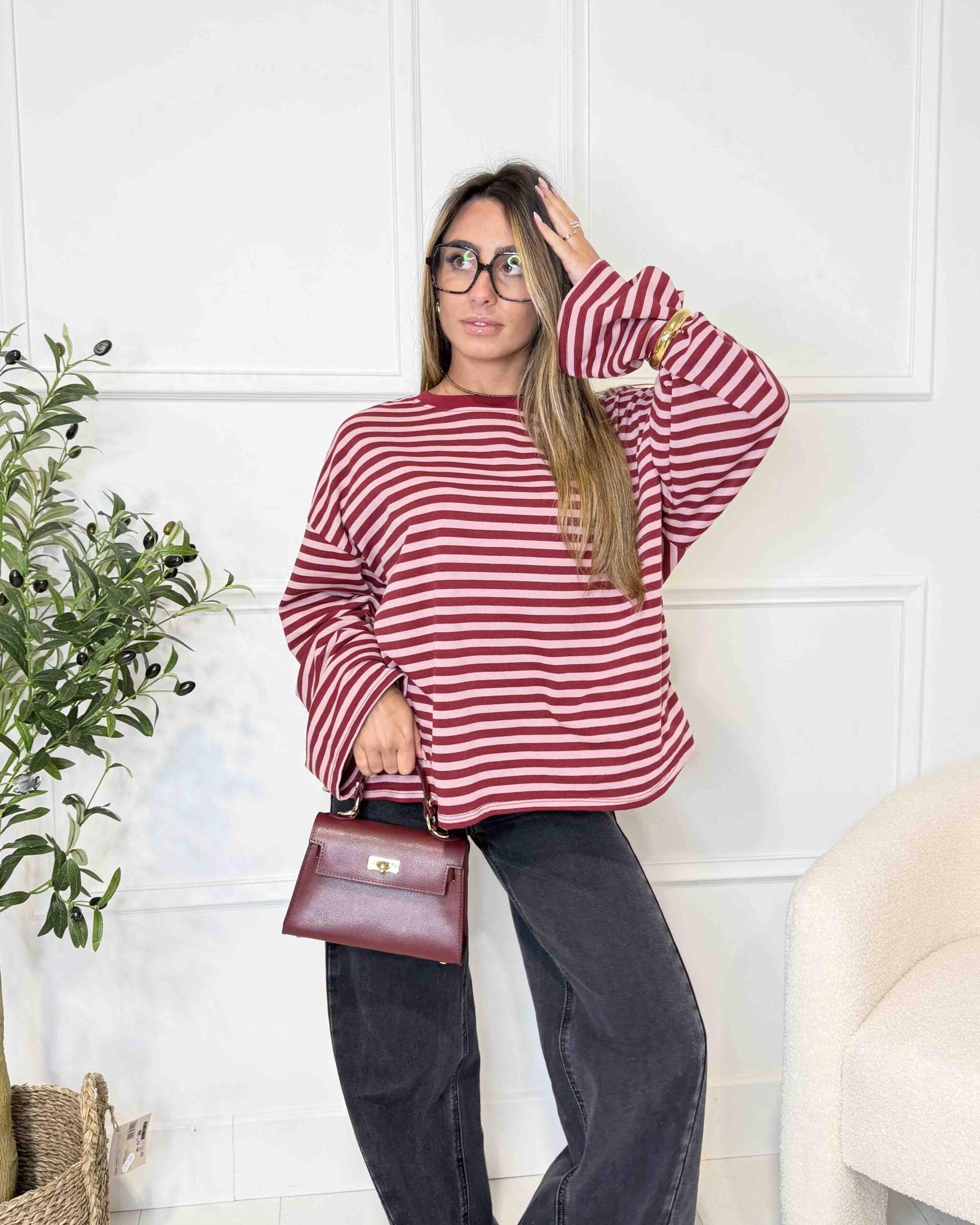 T-shirt rouge à rayures femme