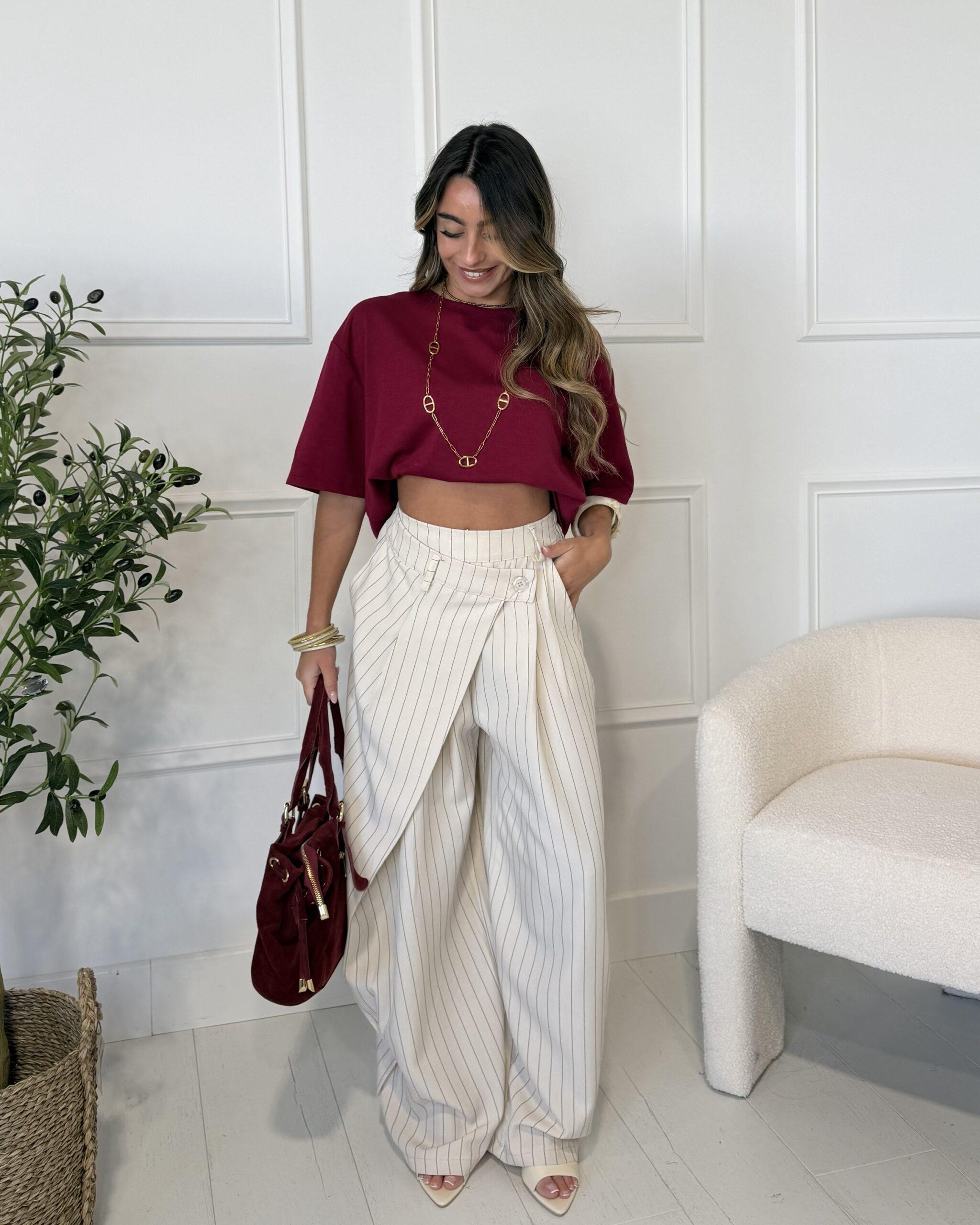 Pantalon à rayures blanc