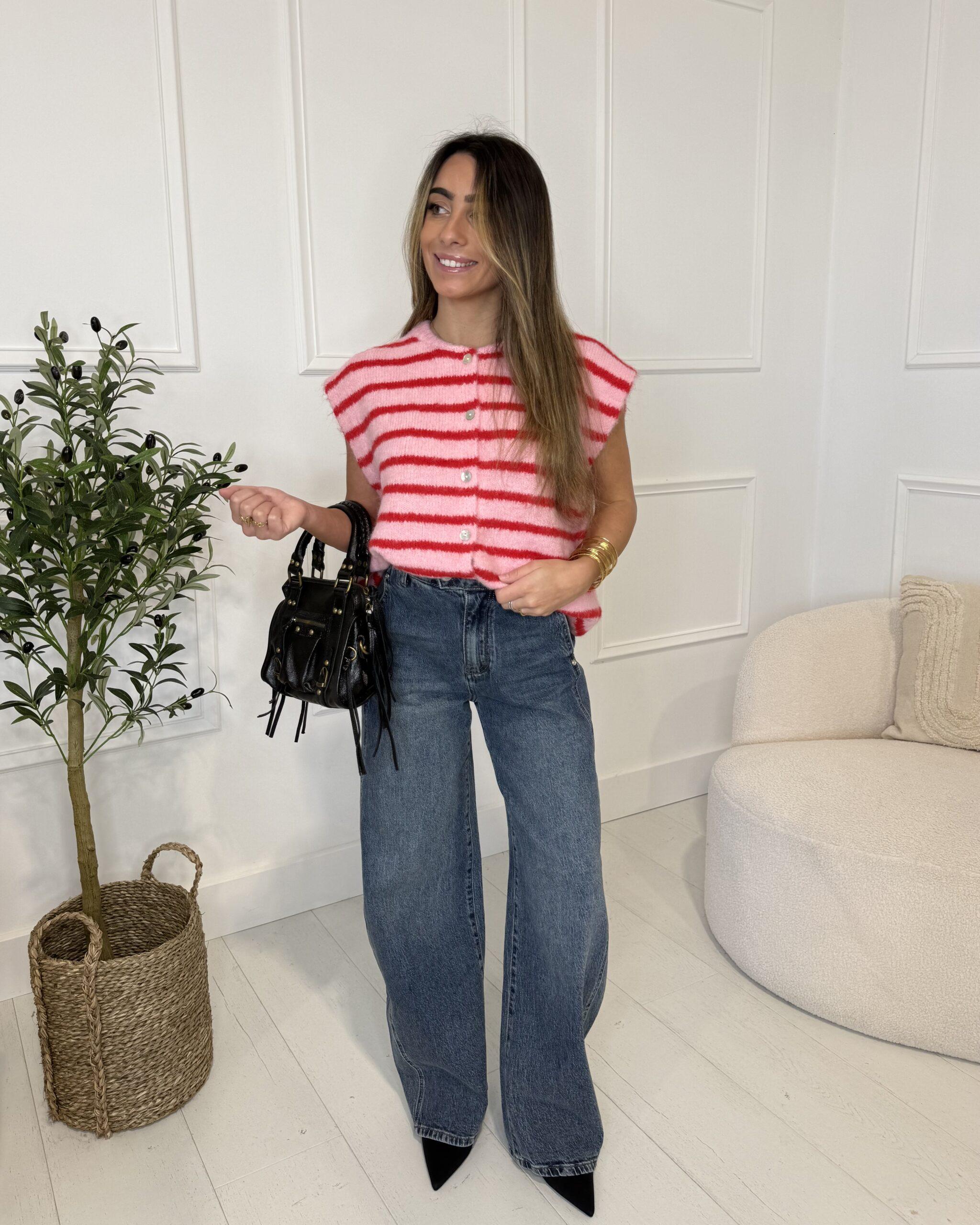 Gilet sans manches à rayures horizontales