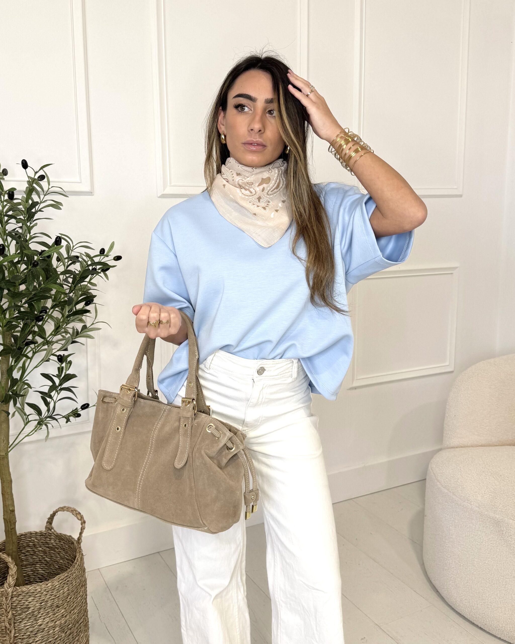 T-shirt oversize à manches courtes bleu clair