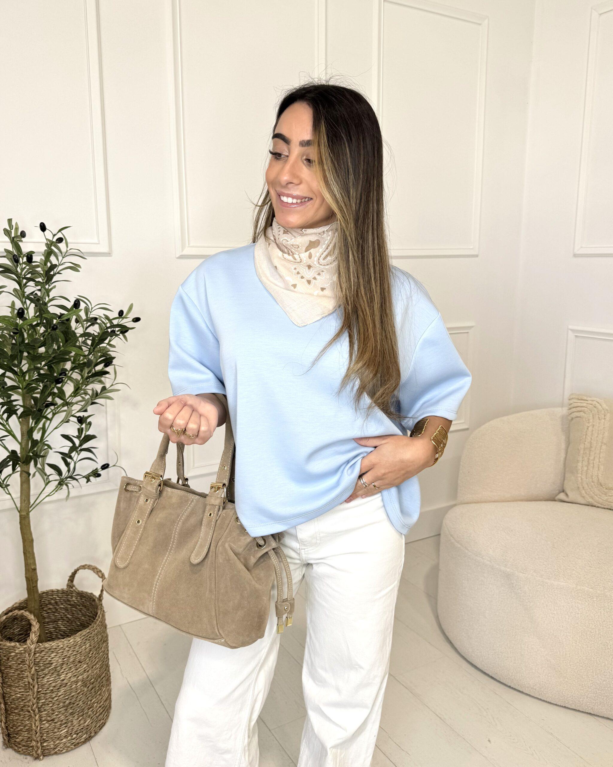 T-shirt oversize à manches courtes bleu clair