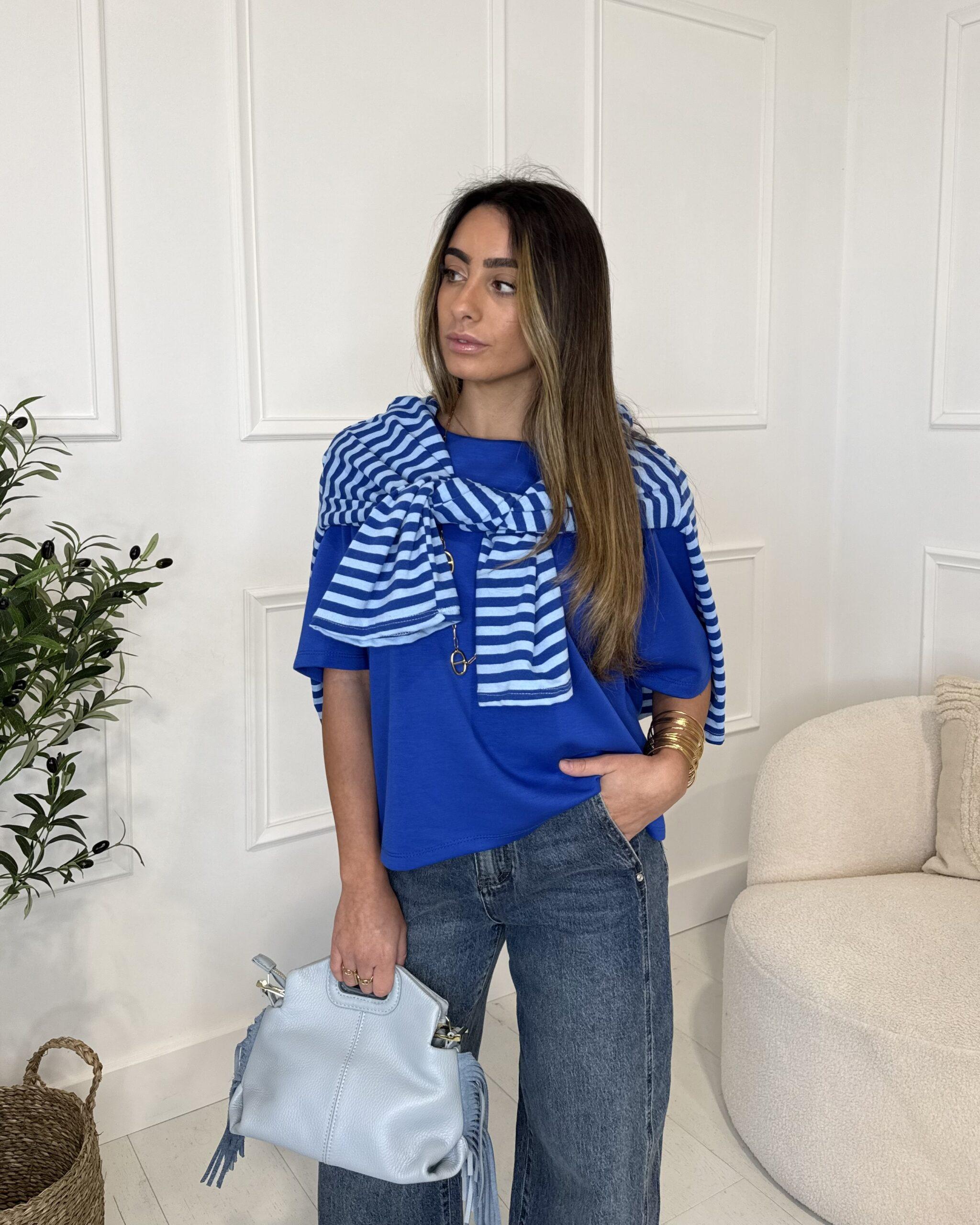 T-shirt oversize bleu roi à manches courtes