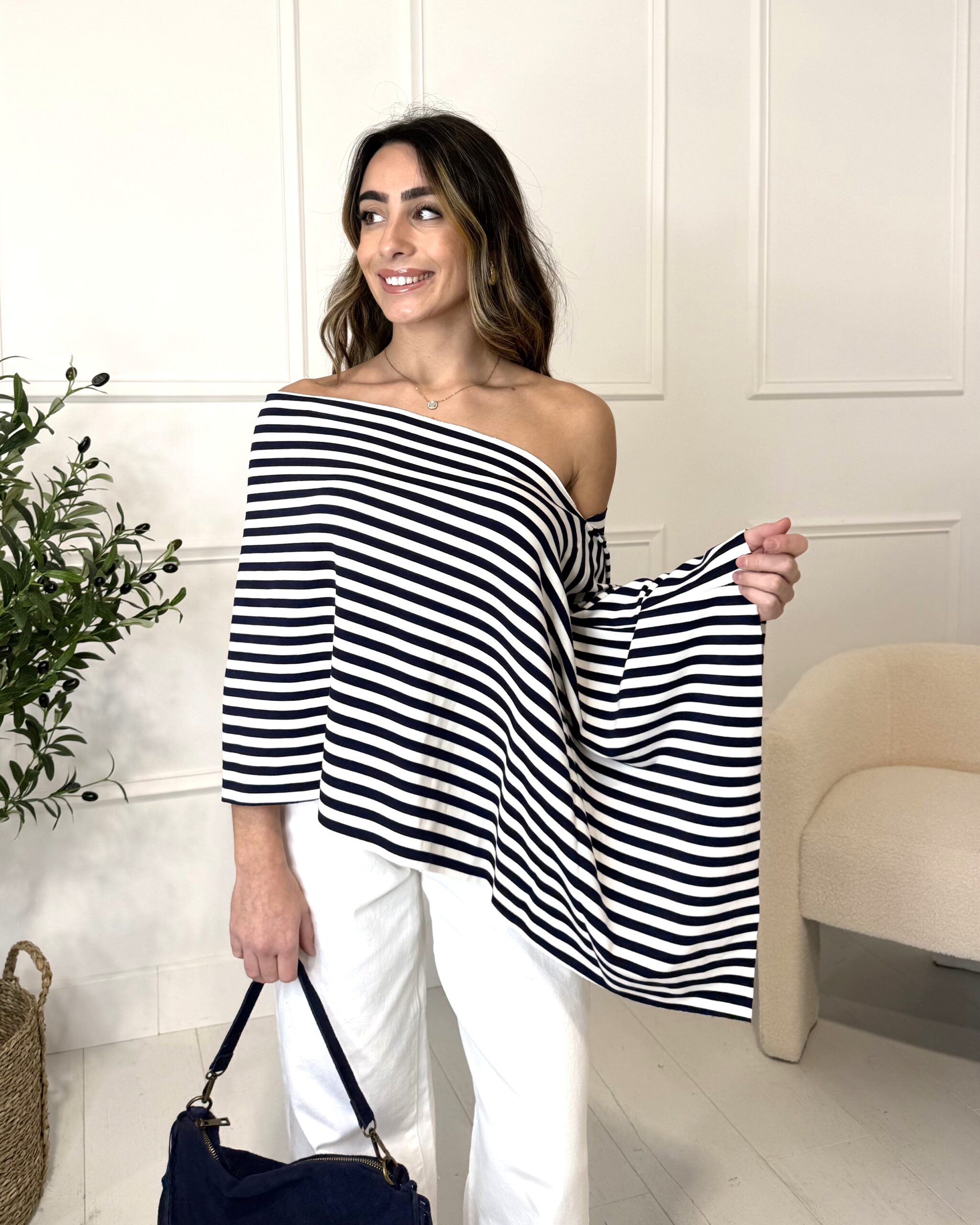 T-shirt MARINA blanc/bleu marine
