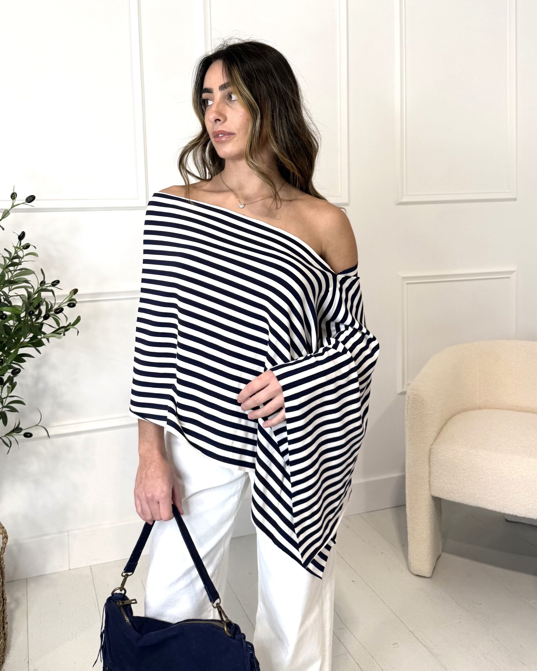T-shirt MARINA blanc/bleu marine