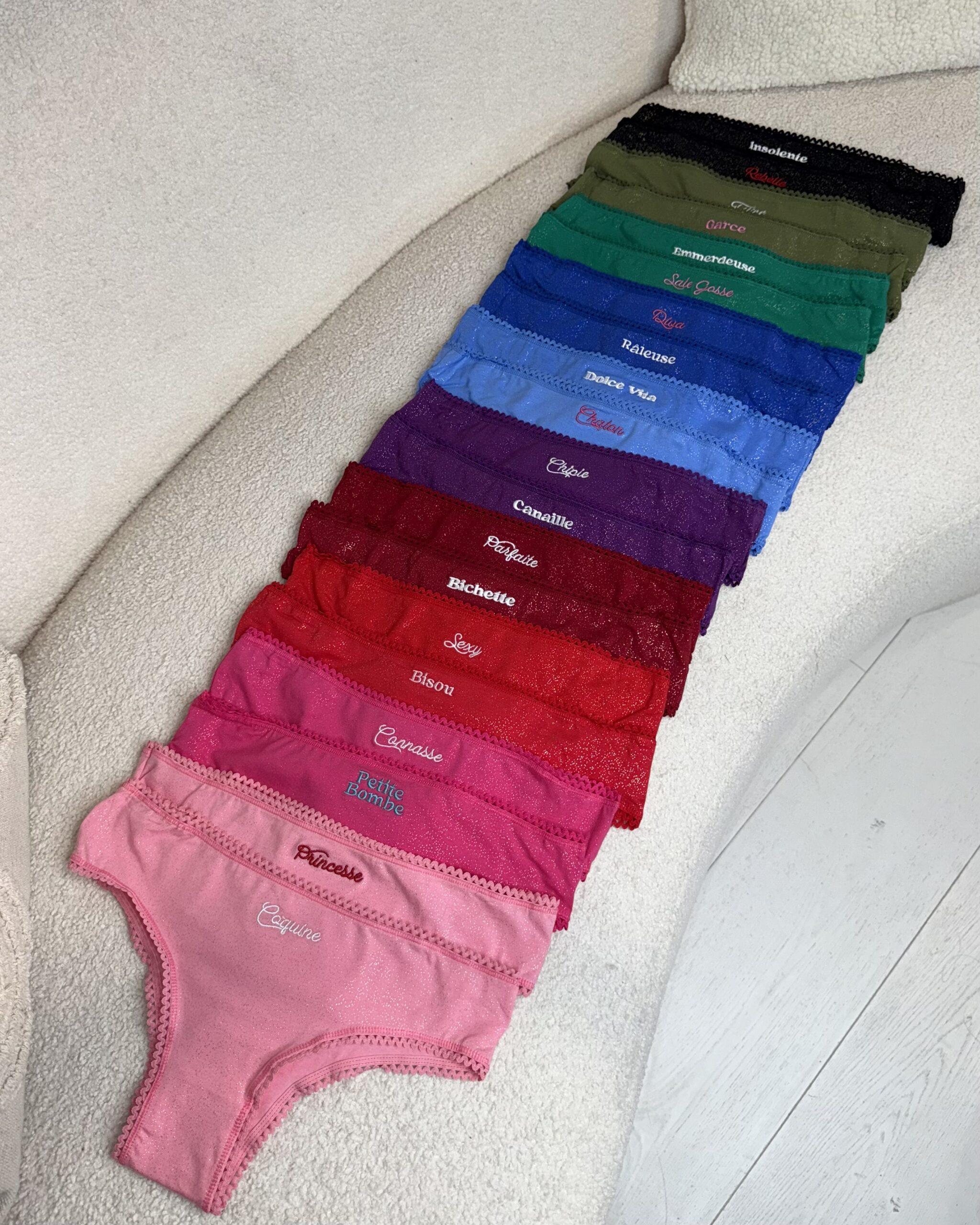 Culottes à paillettes à messages couleurs femme