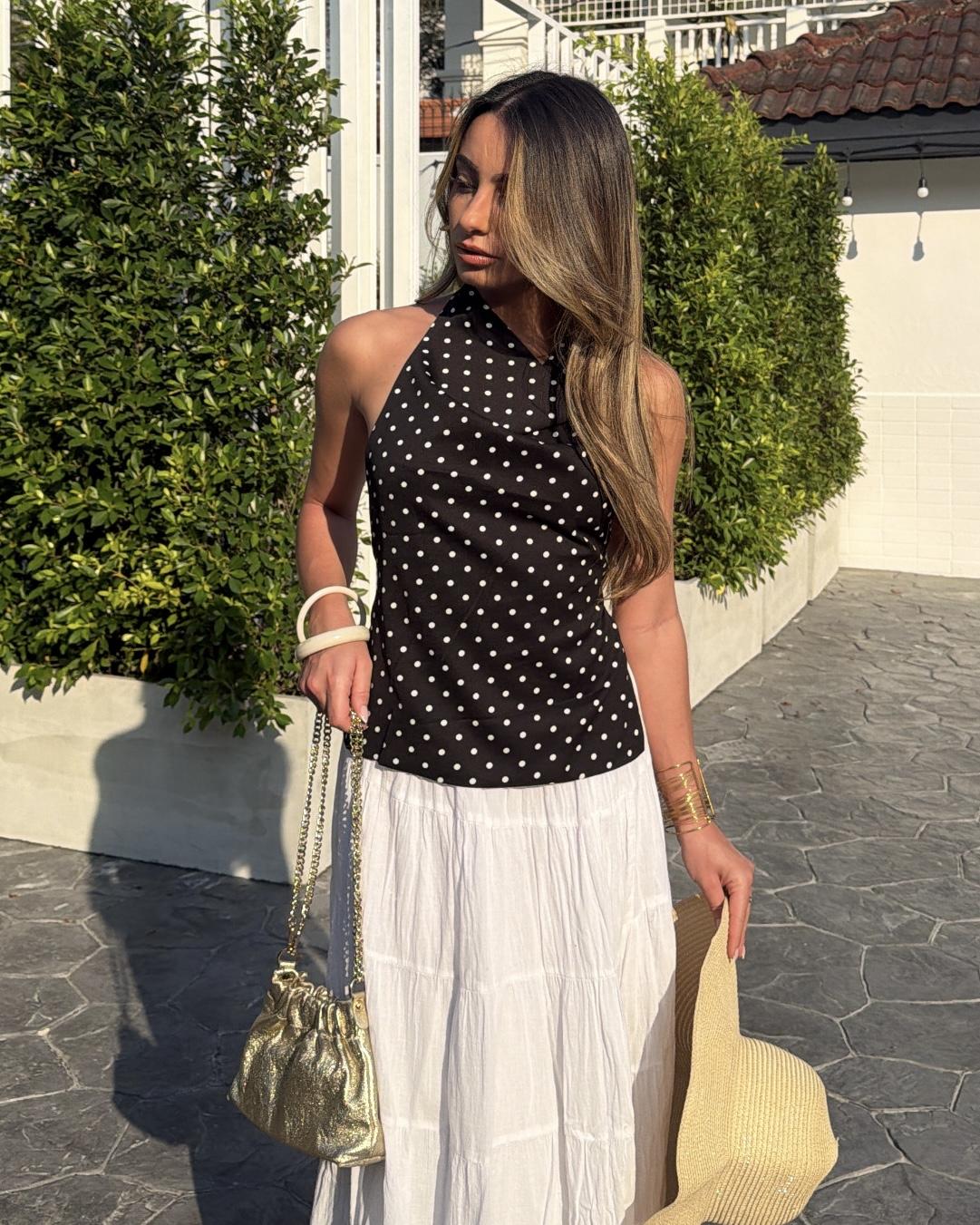 Top à motif pois tendance