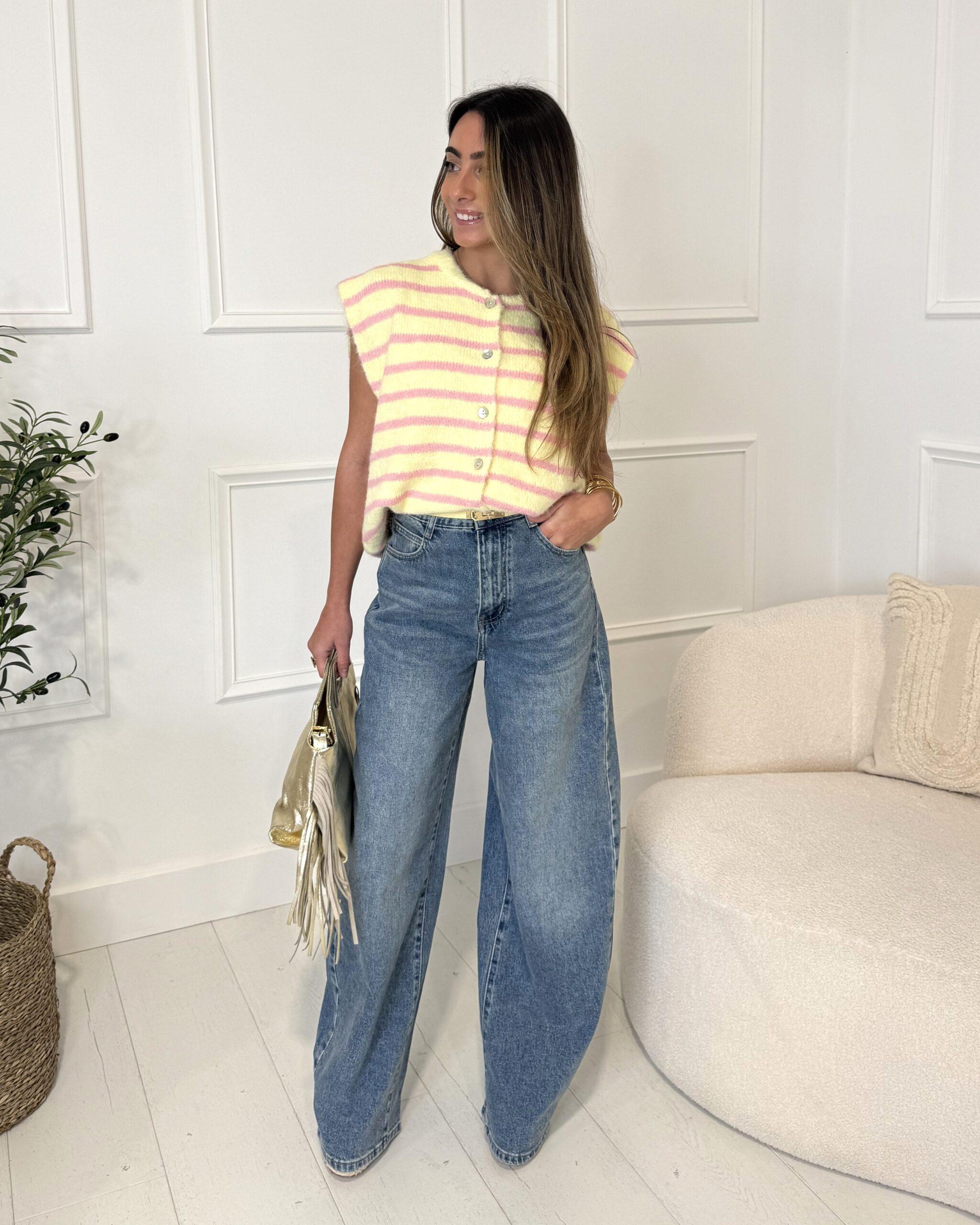 Jean bleu clair coupe barrel/ballon femme