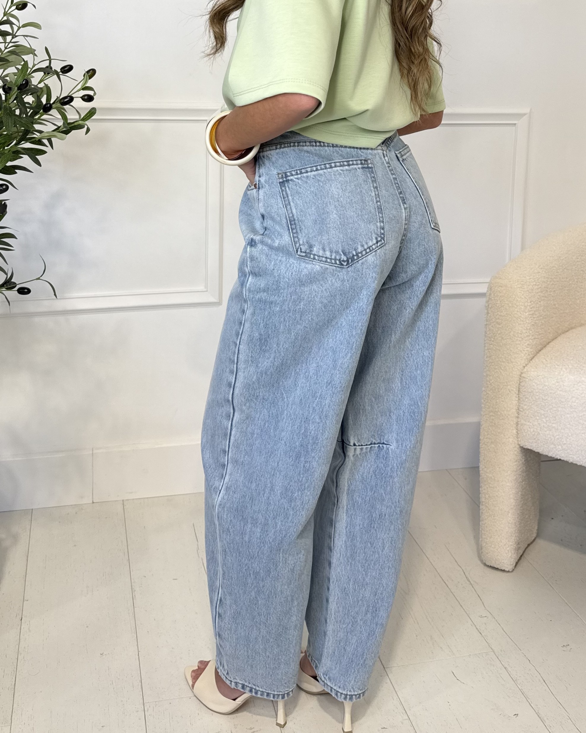 Jean baggy femme bleu