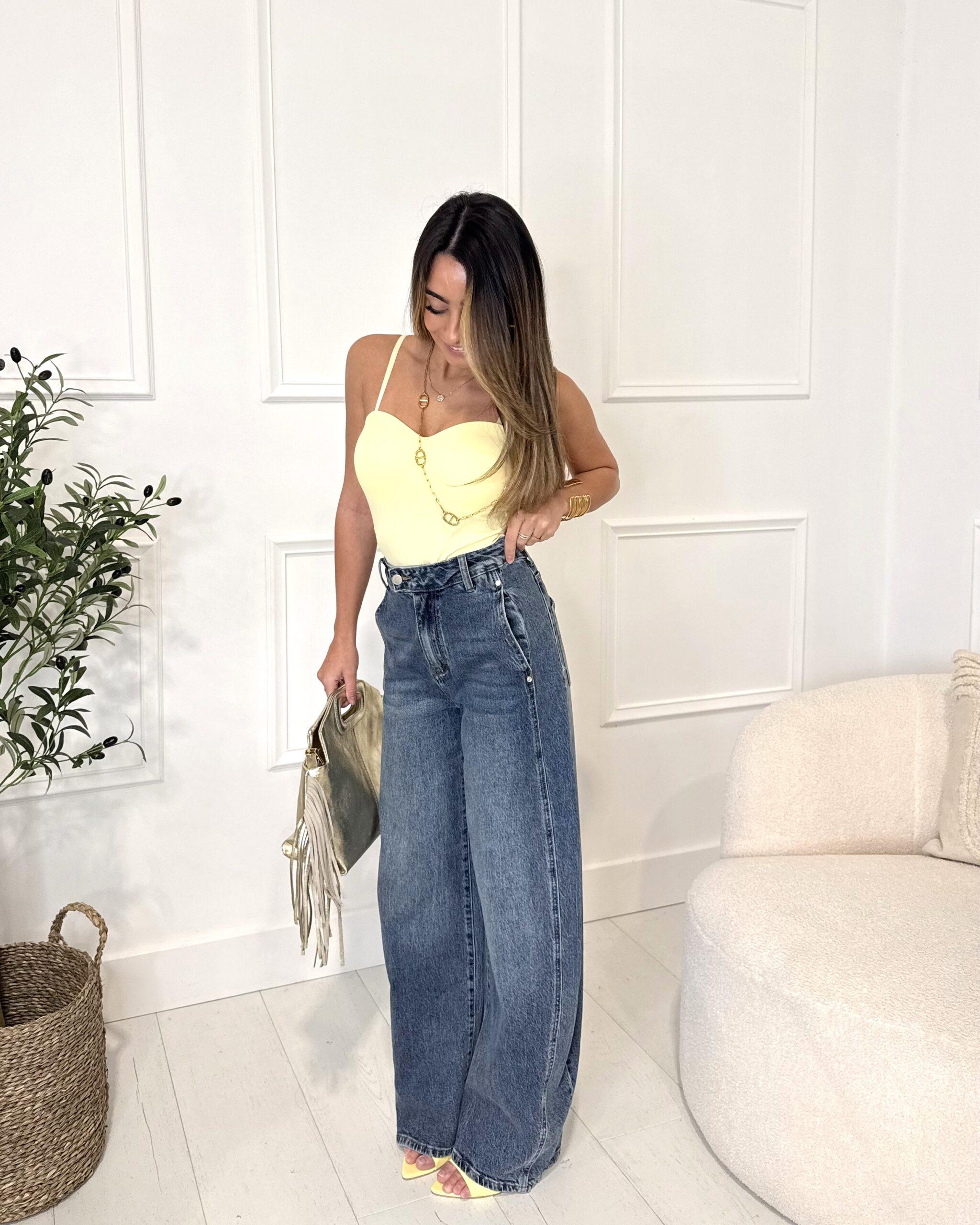 Jean coupe ballon/barelle bleu foncé femme