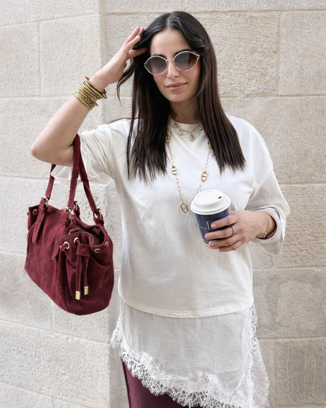 T-shirt blanc dentelle femme