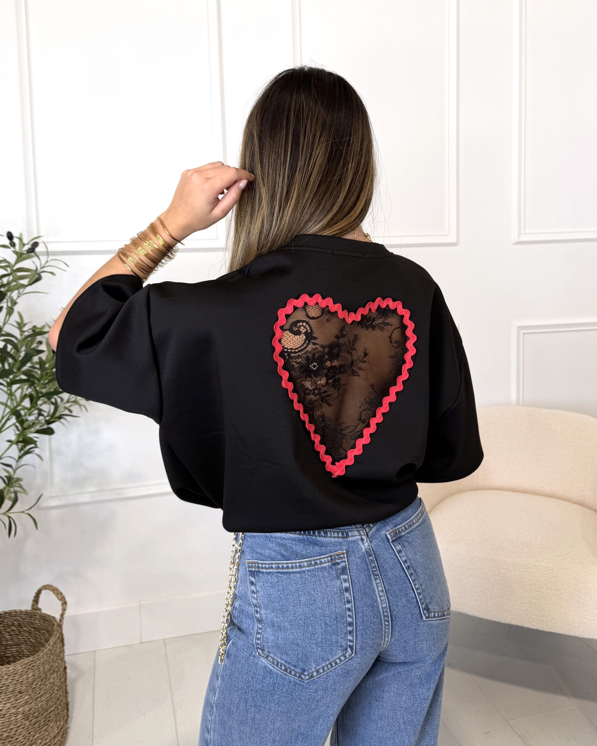 t shirt coeur noir