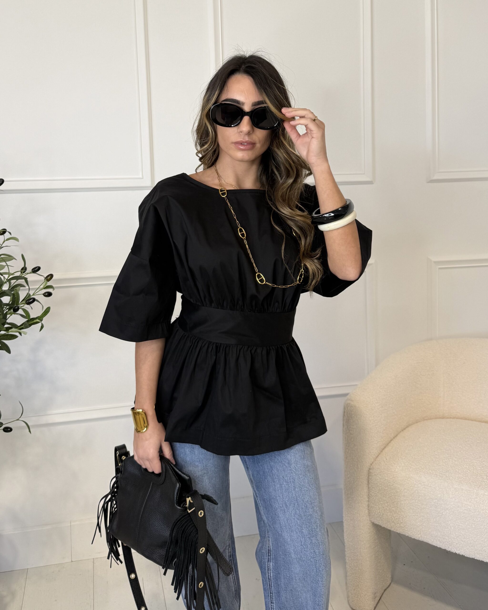Blouse noire femme