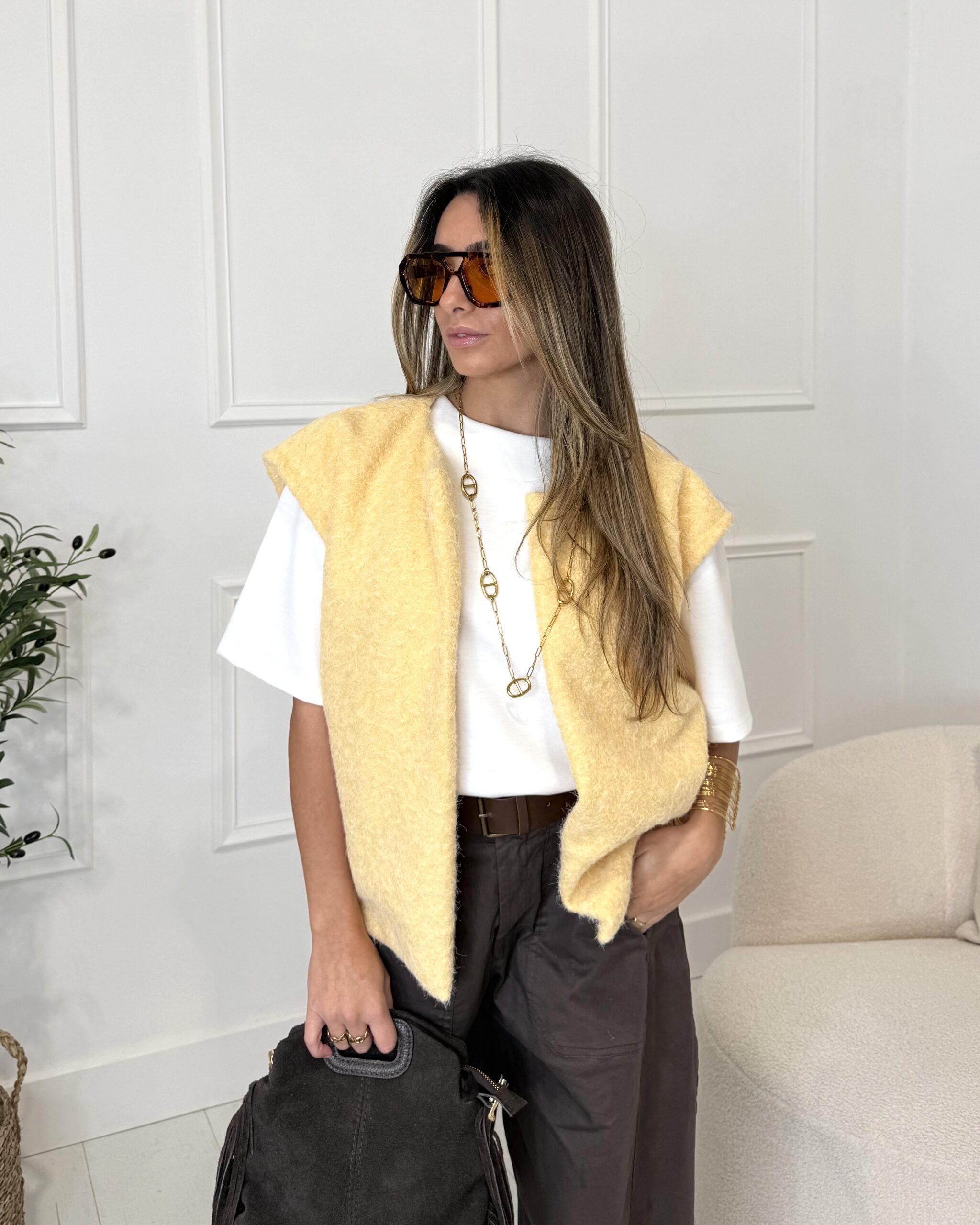 Gilet sans manches femme jaune
