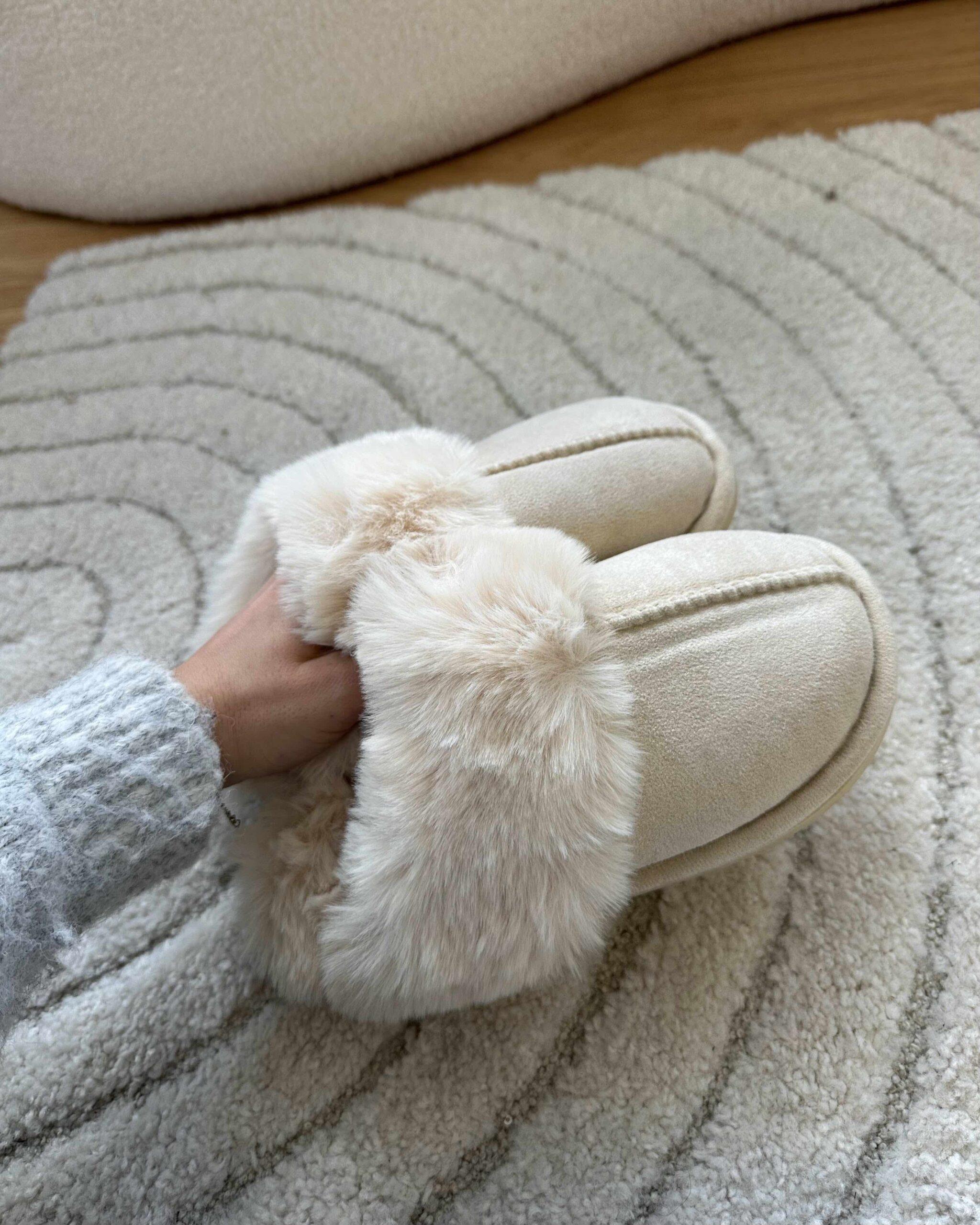 Chausson beige fourrure