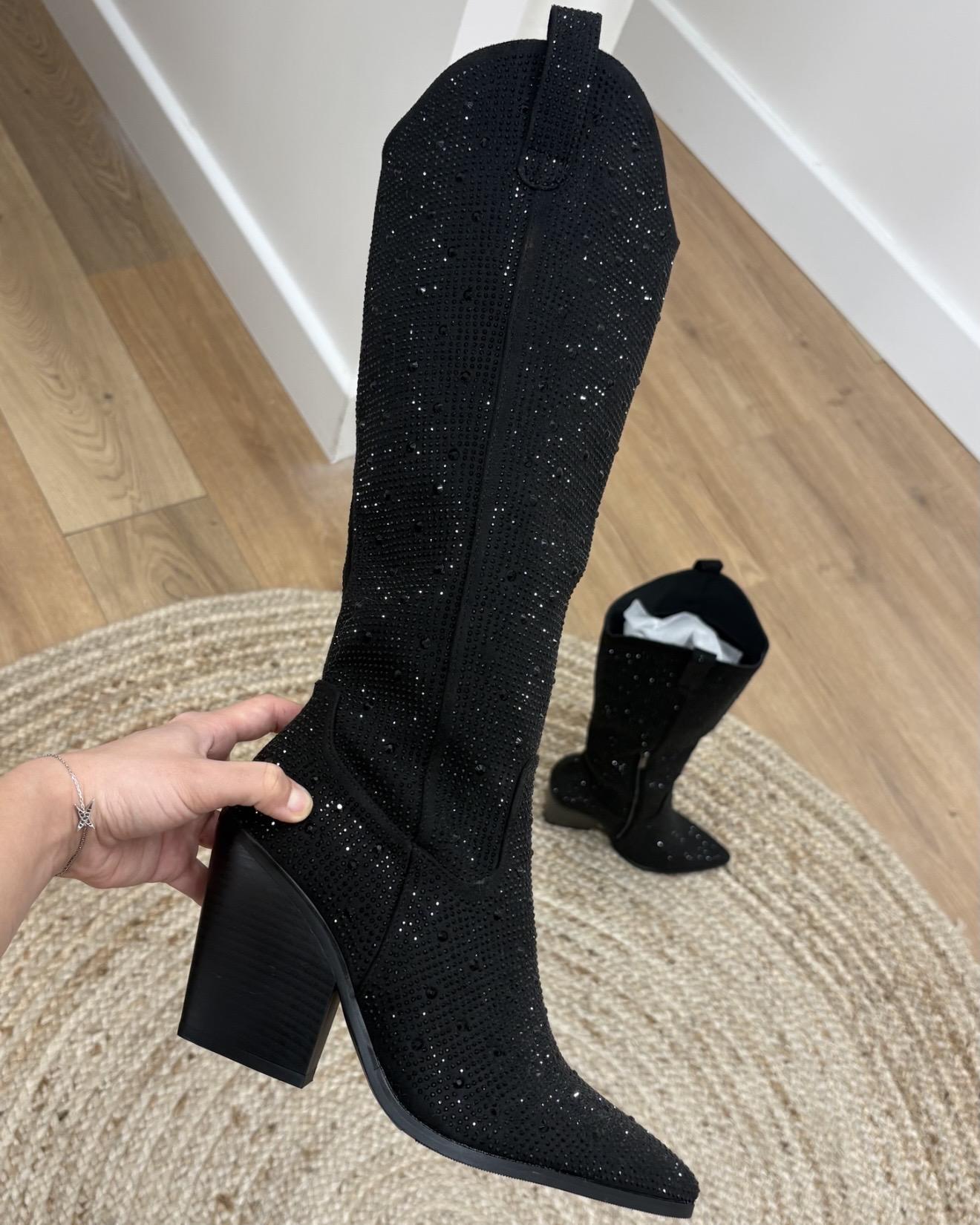 santiag paillettes noires