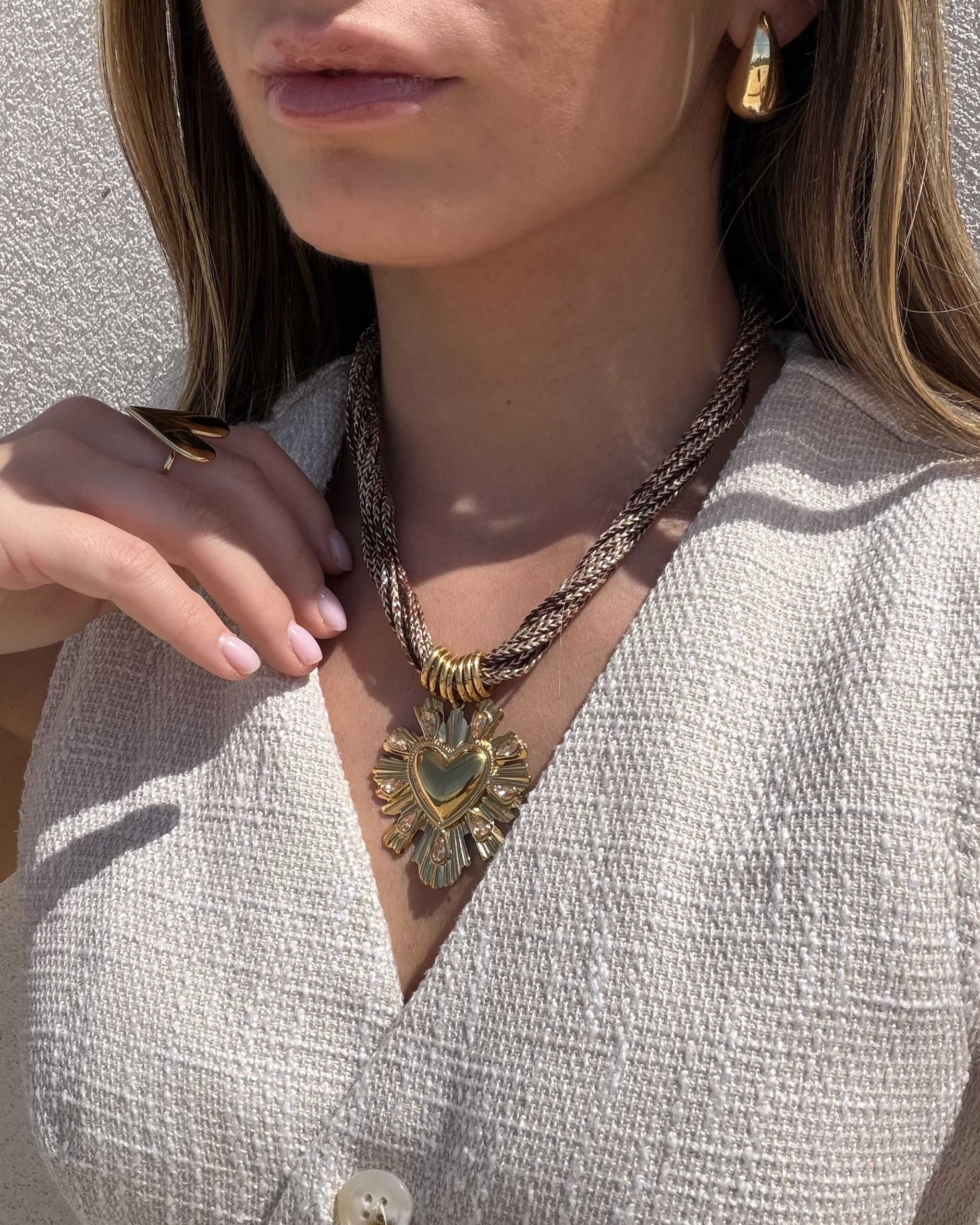 Collier épais avec pendentif en forme de cœur