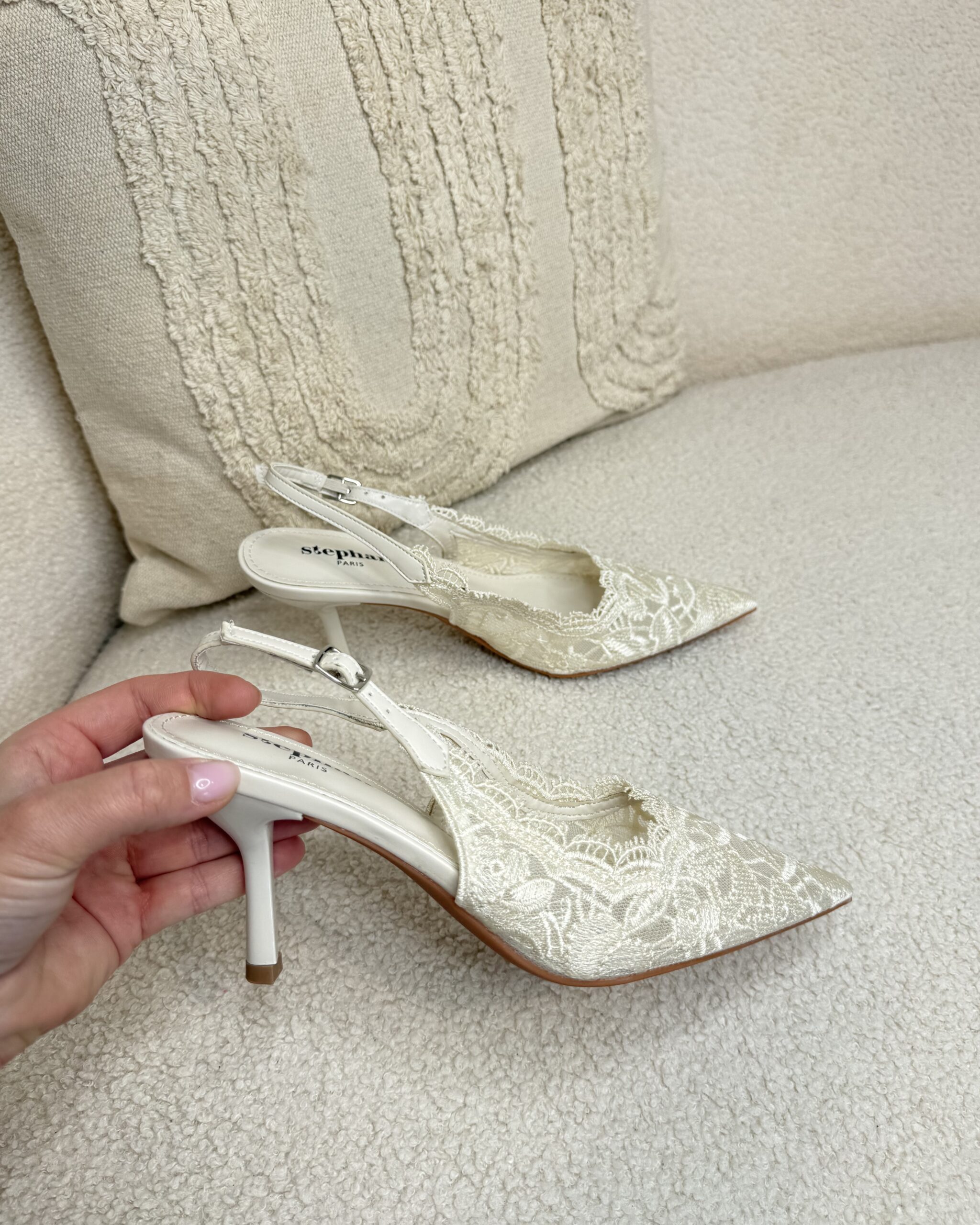 Talon en dentelle blanc femme
