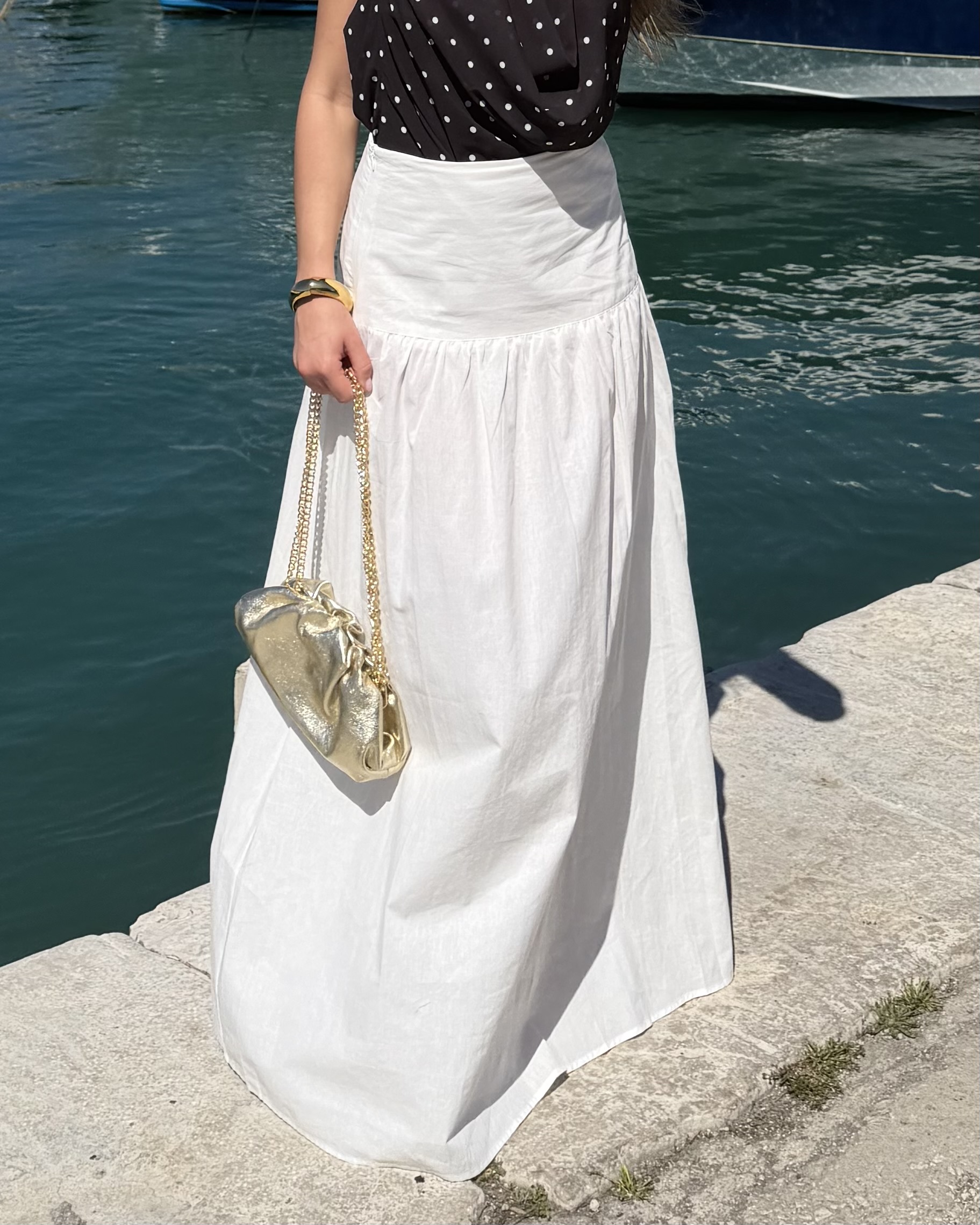 Jupe longue blanche en coton