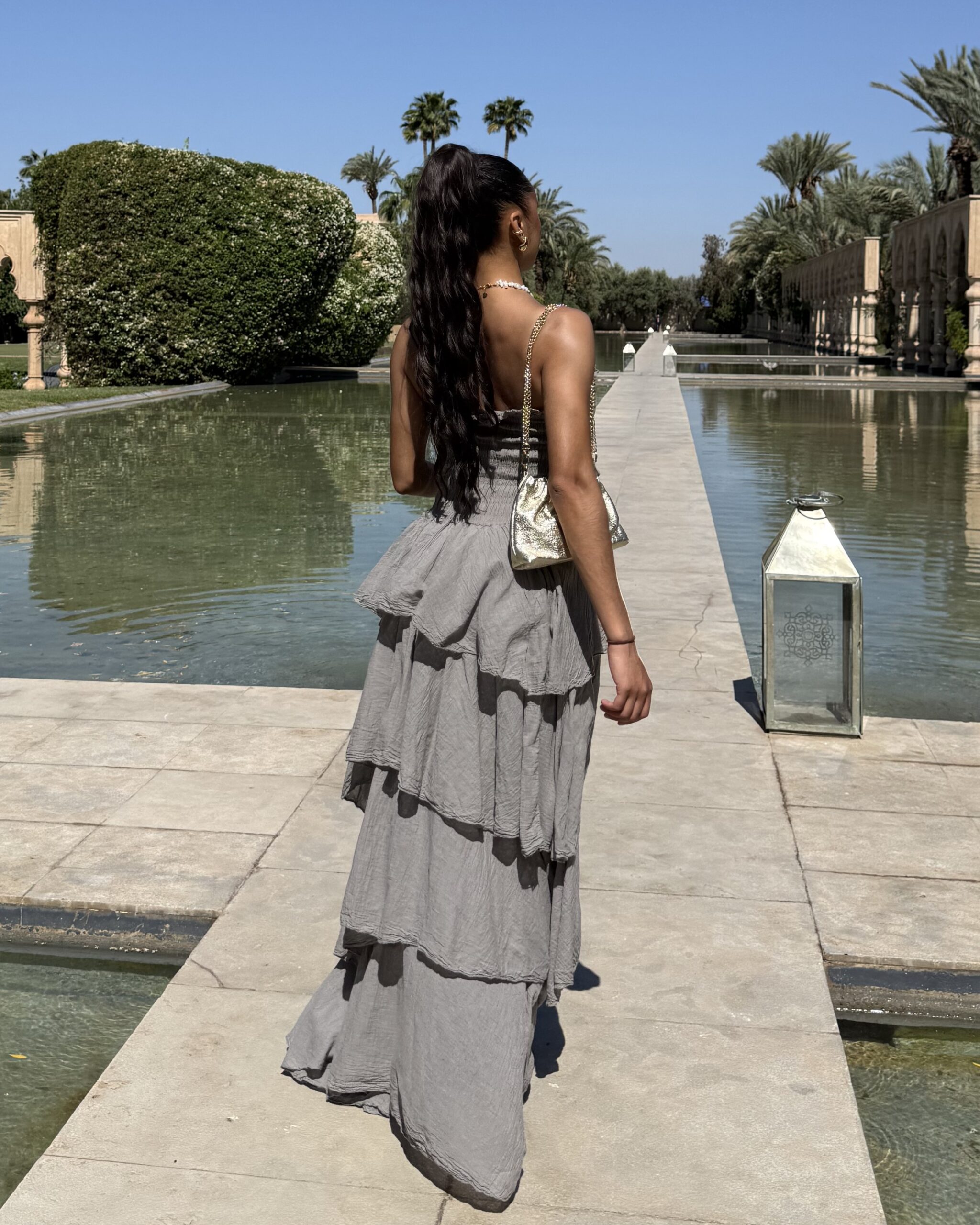 Robe longue bustier taupe