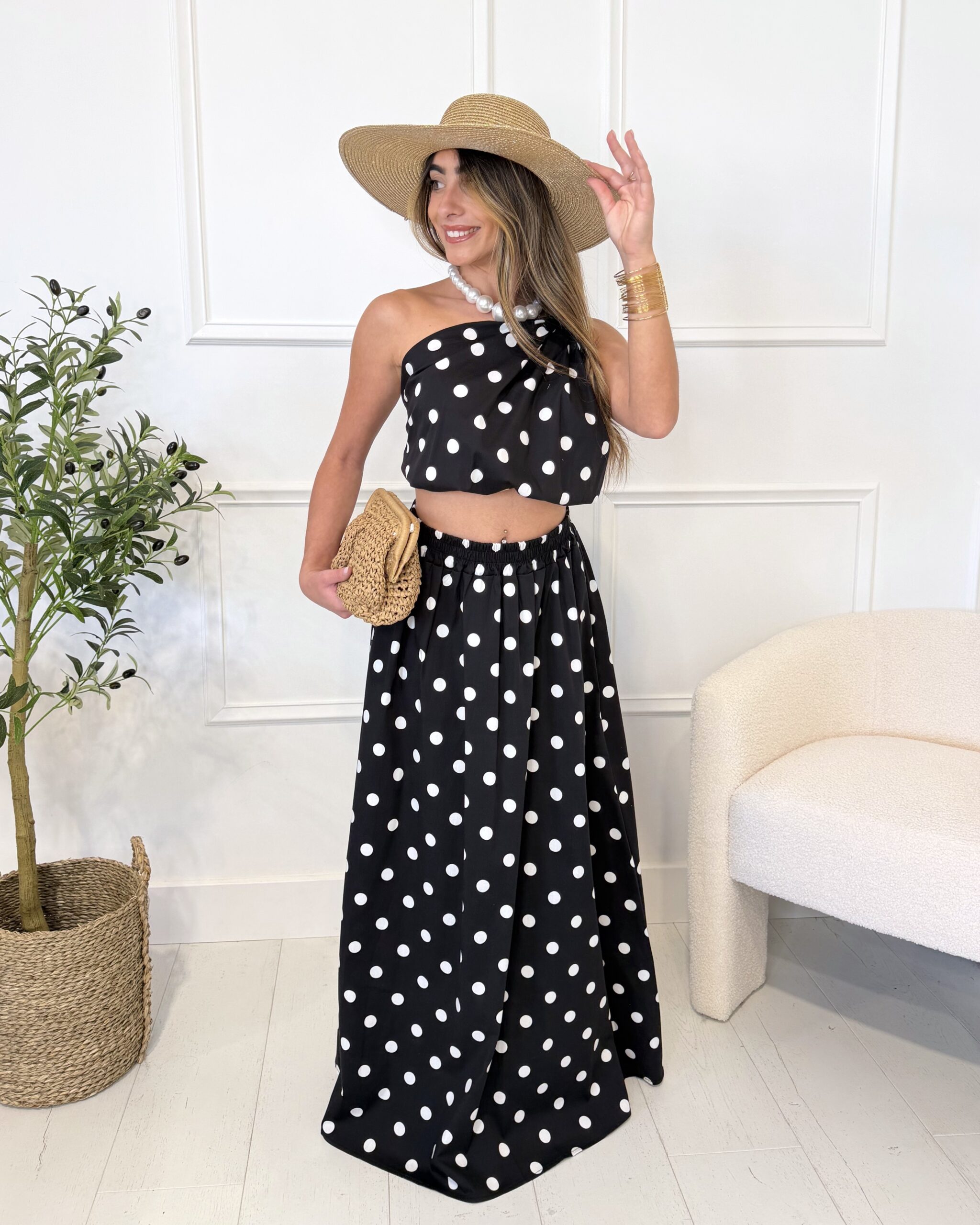 Ensemble motif pois noir